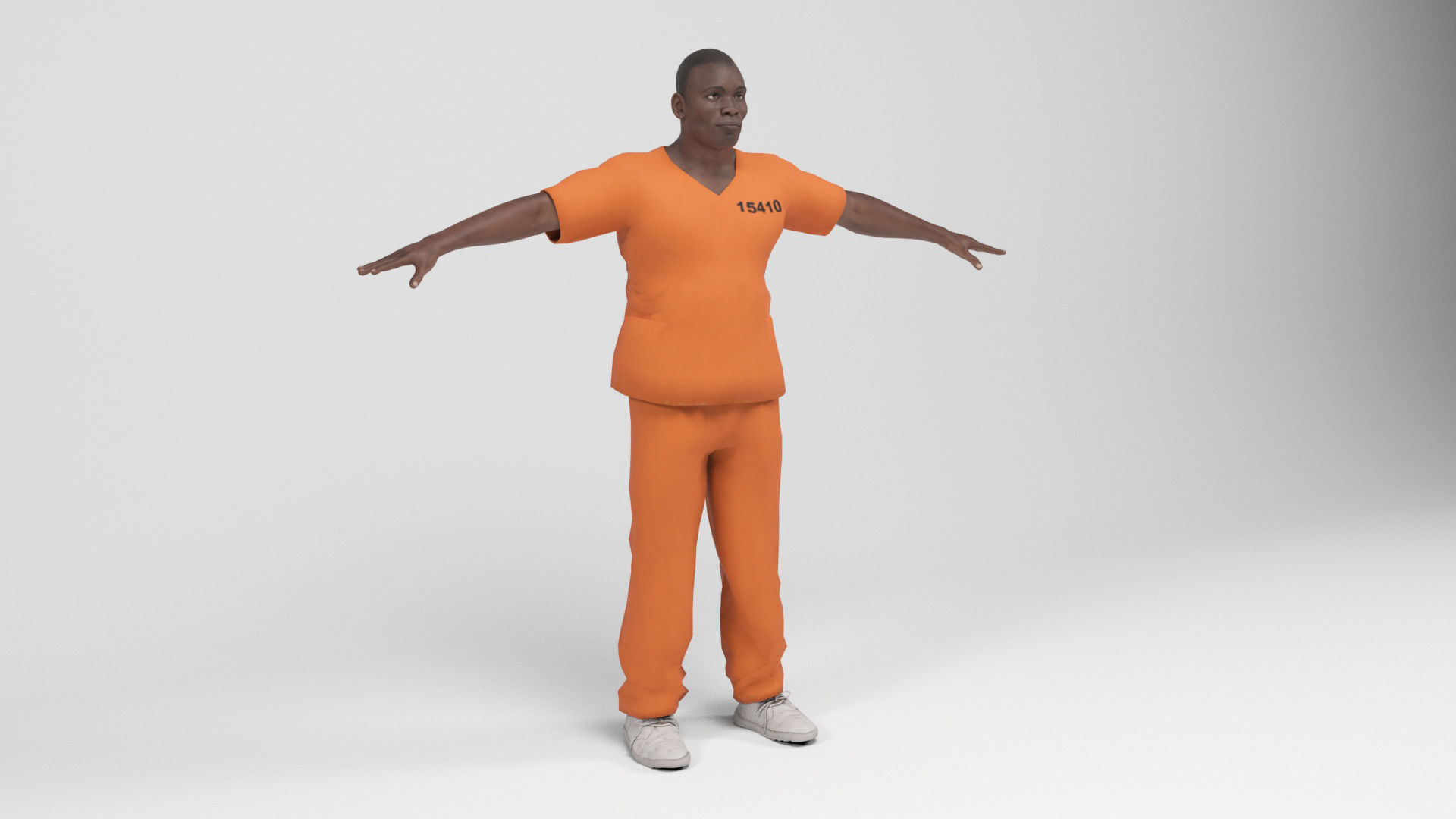 Prisioner 1 prisoner in orange uniform Low-poly 3D model_1