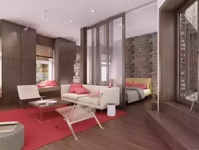 Cozy Living Room With Bedroom