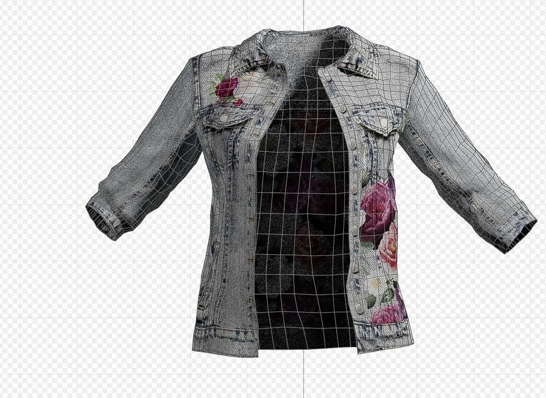 Jean jacket Low-poly 3D model_15