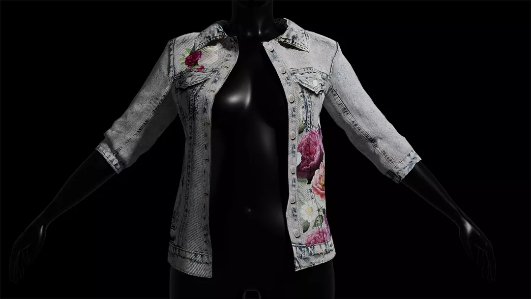 Jean jacket Low-poly 3D model_0