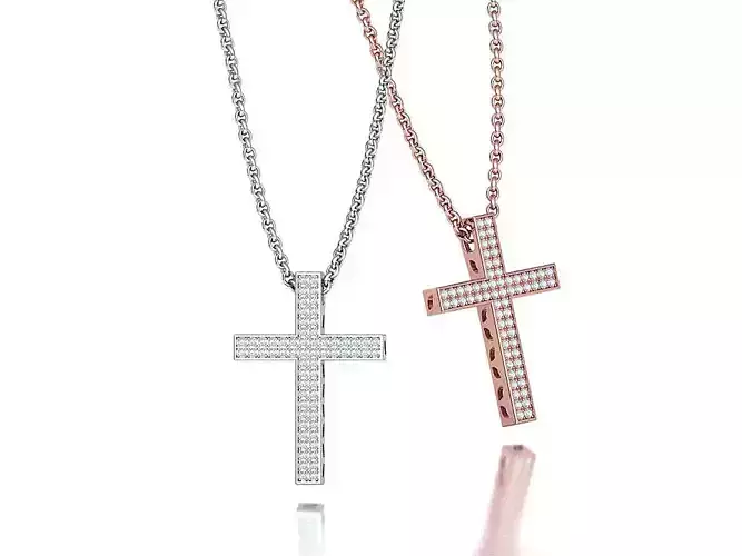 Bespoke Diamond Cross 24mm Height Necklace 3D model 3D print model