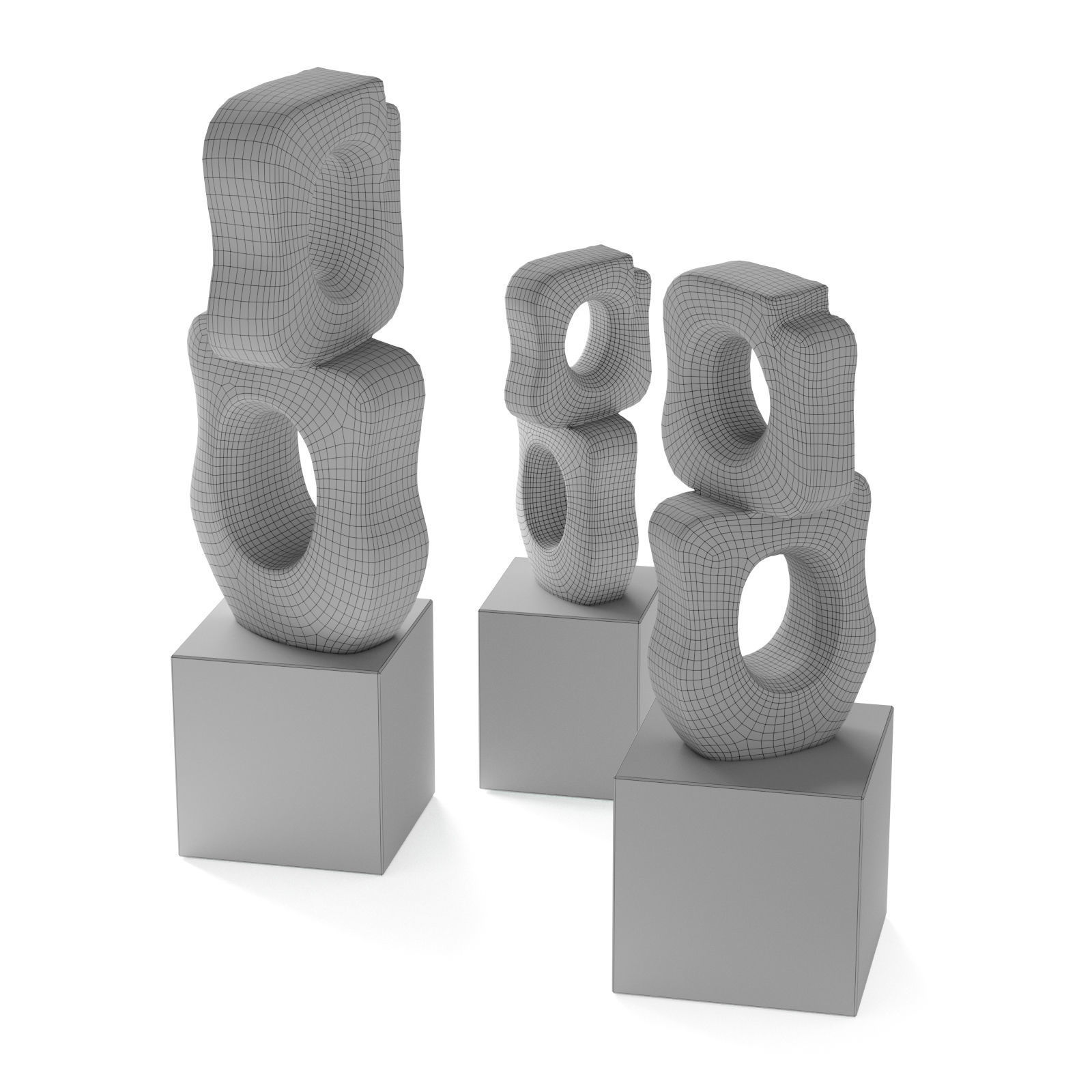 Chain modern statue Low-poly 3D model_4