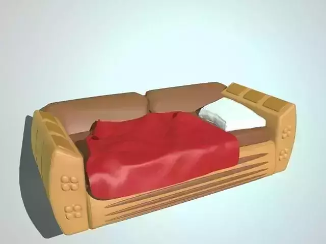 Sofa with red blanket and white orthopedic pillow