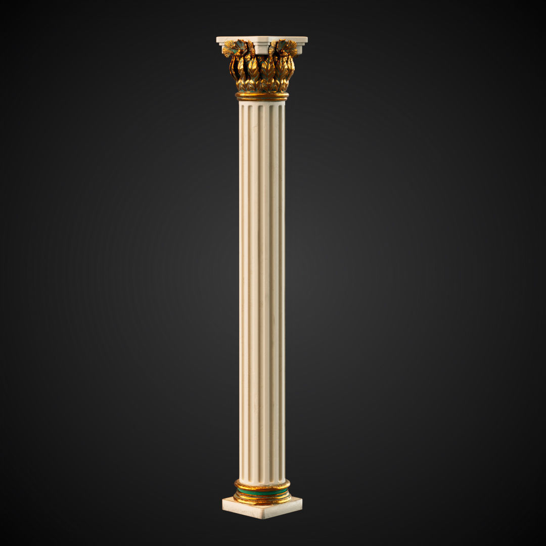 Rustic Colomn with golden details 3D model_3