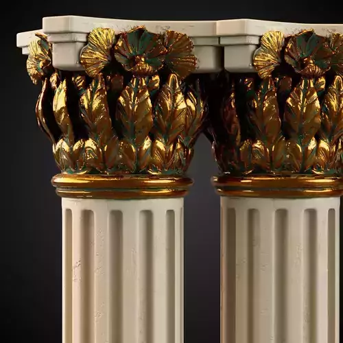 Rustic Colomn with golden details 3D model
