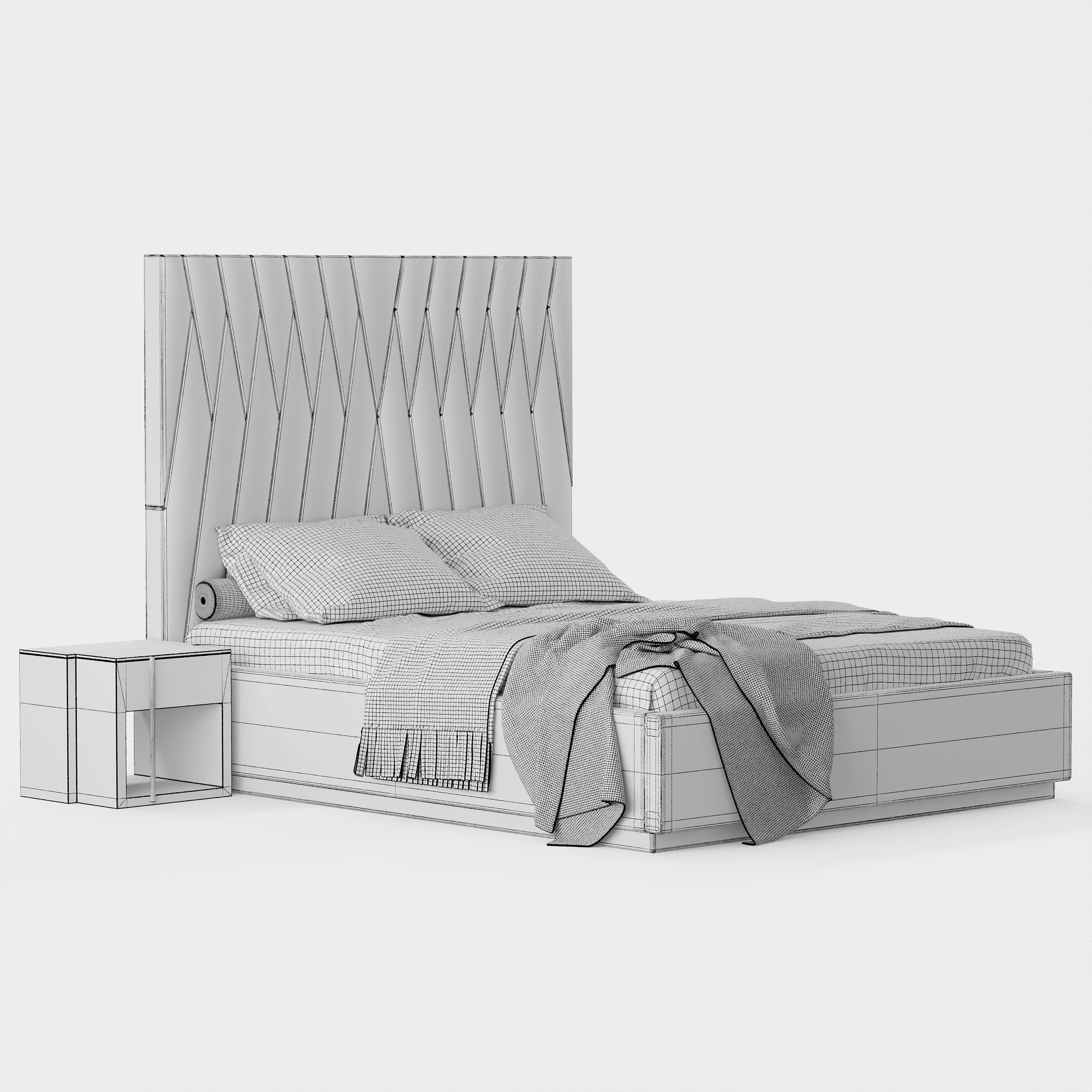 BATHA II BED Low-poly 3D model_15