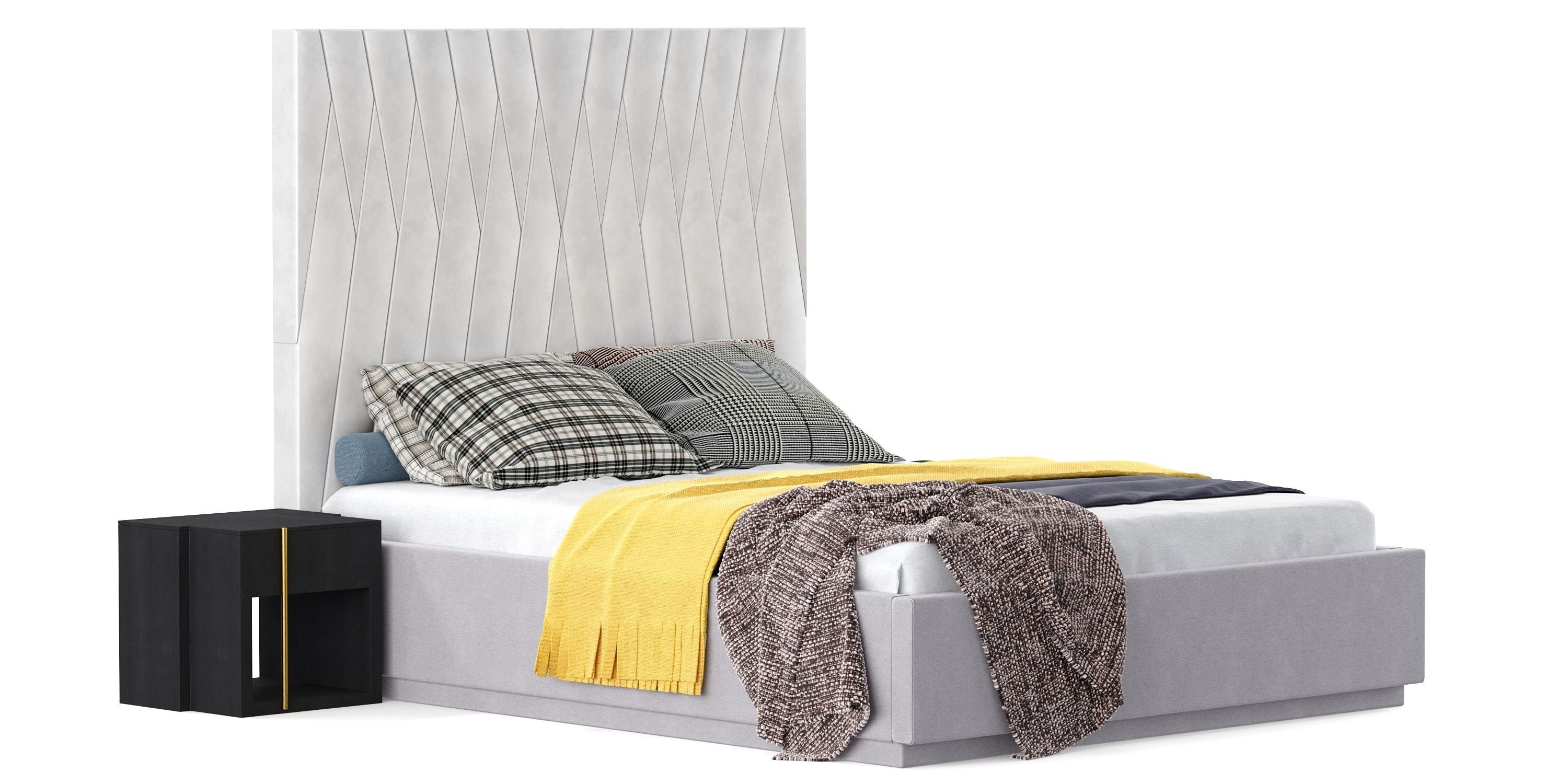 BATHA II BED Low-poly 3D model_1