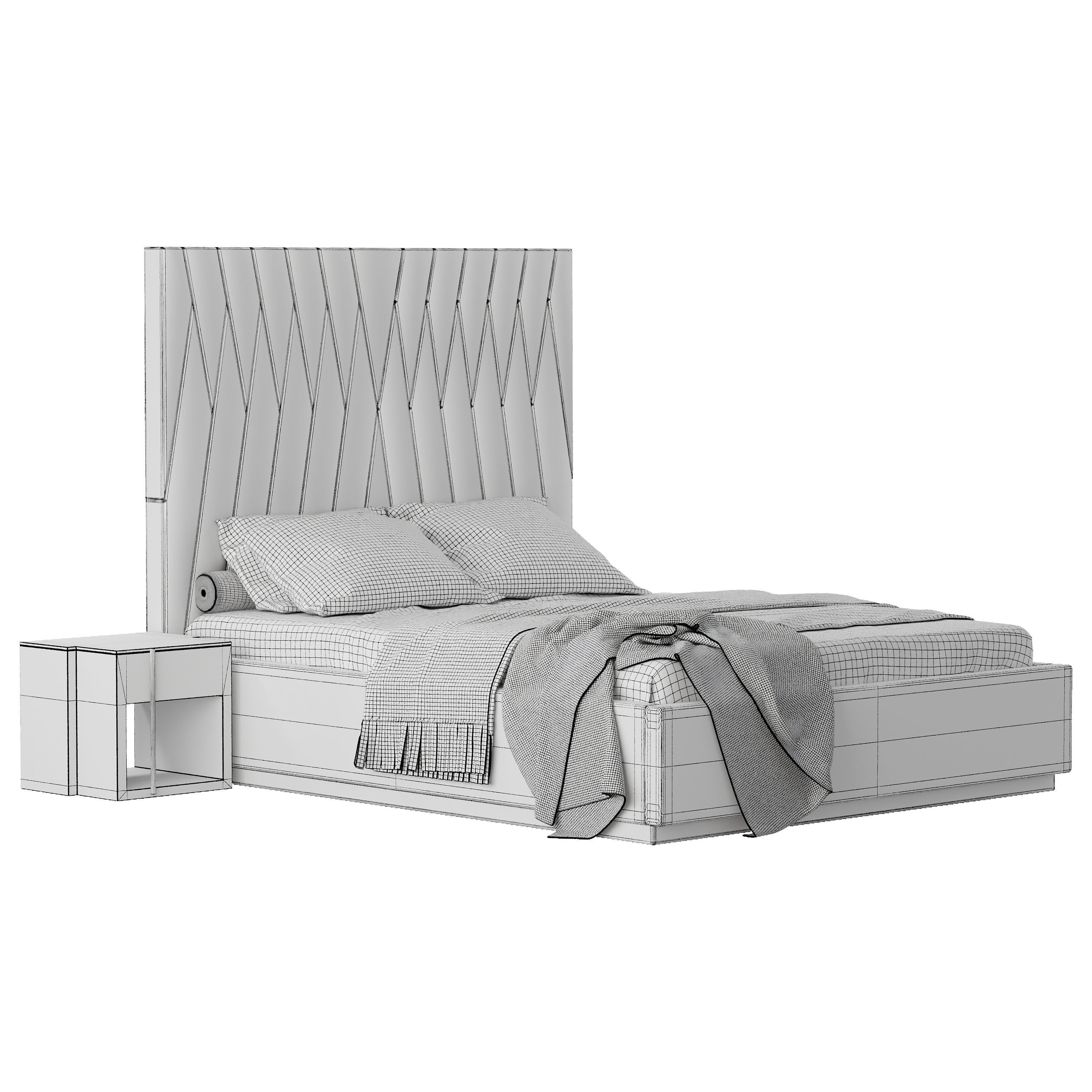 BATHA II BED Low-poly 3D model_16