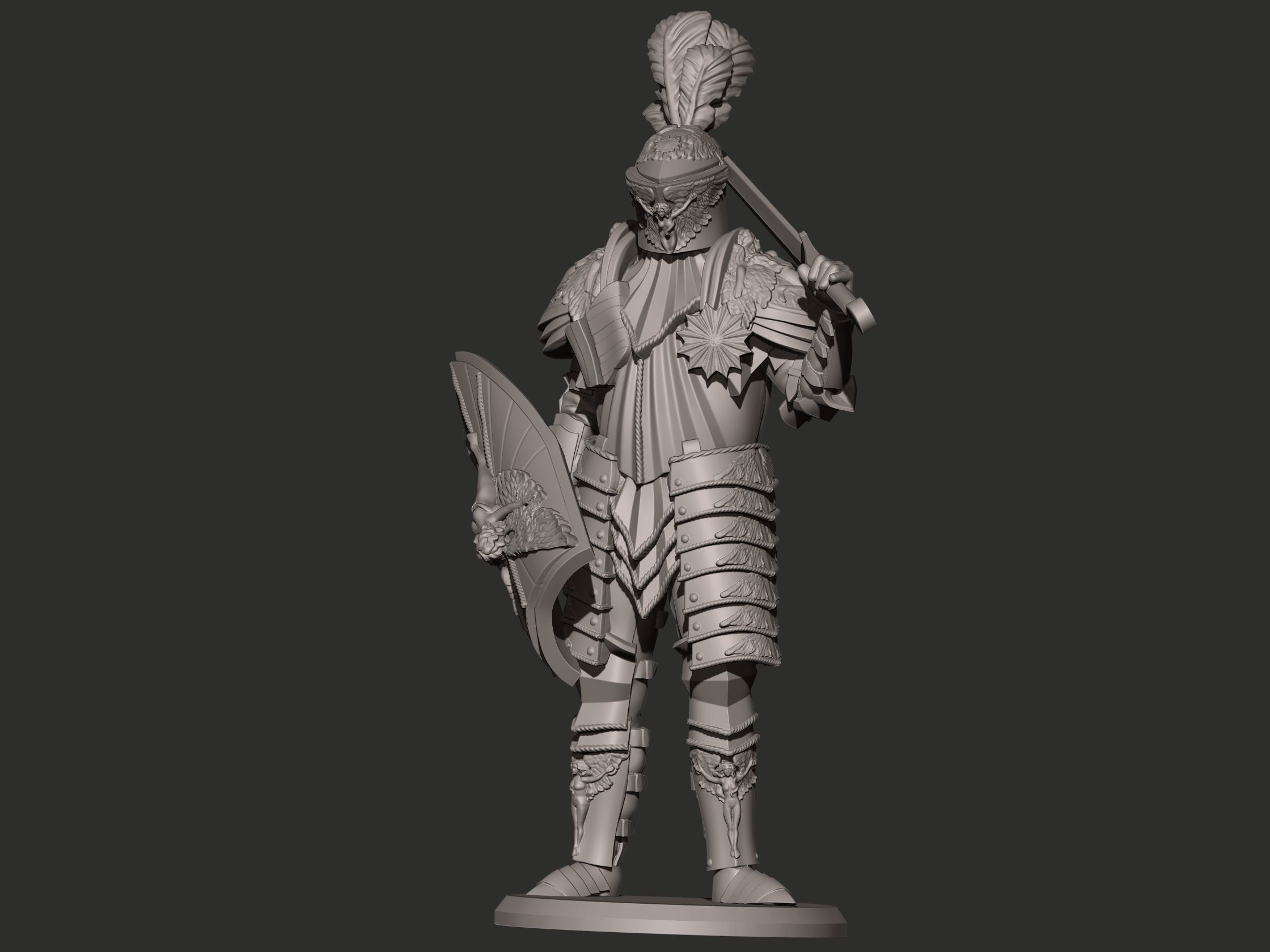 Knight in armor holding sword 3D print model_10