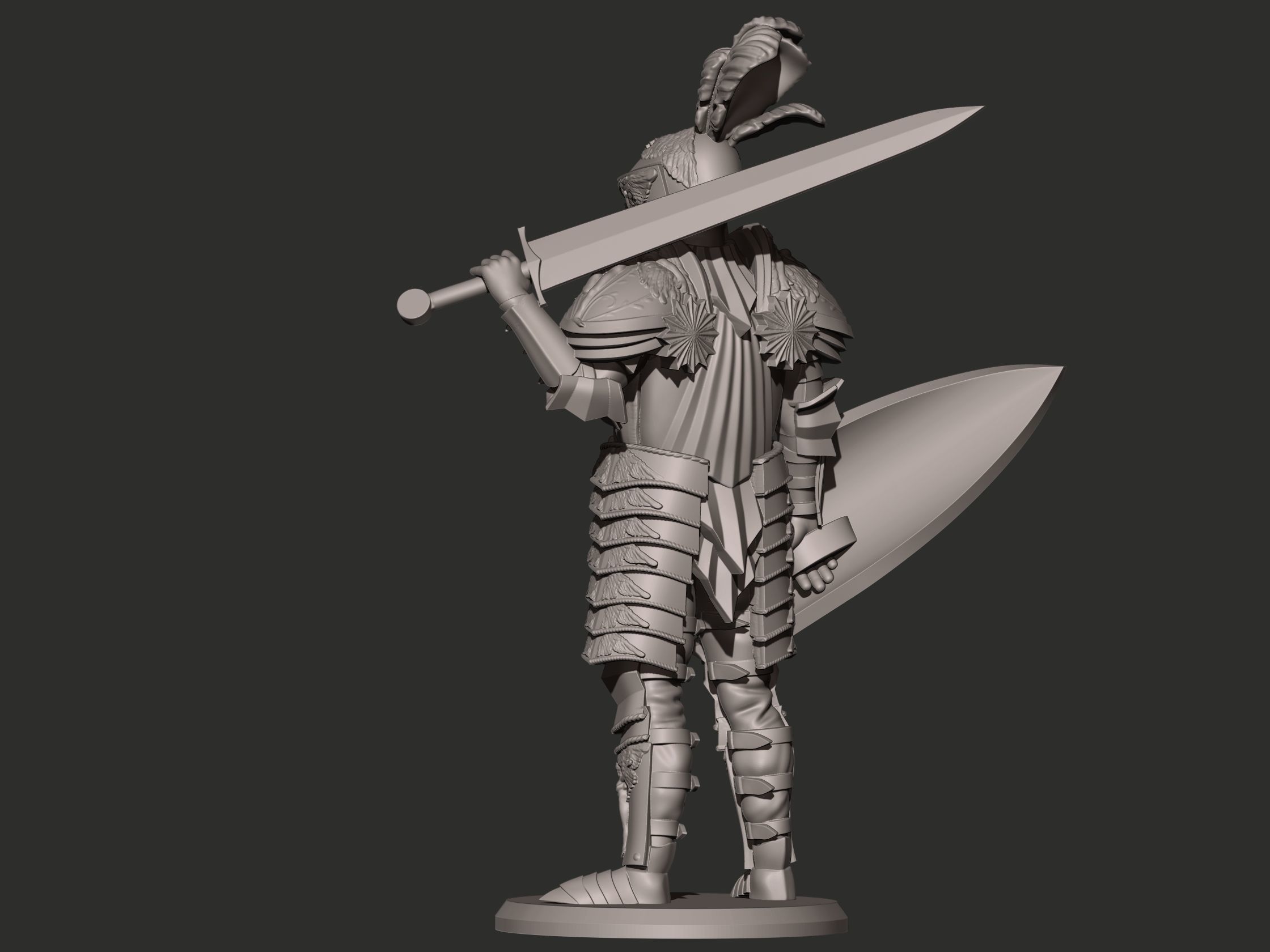 Knight in armor holding sword 3D print model_8
