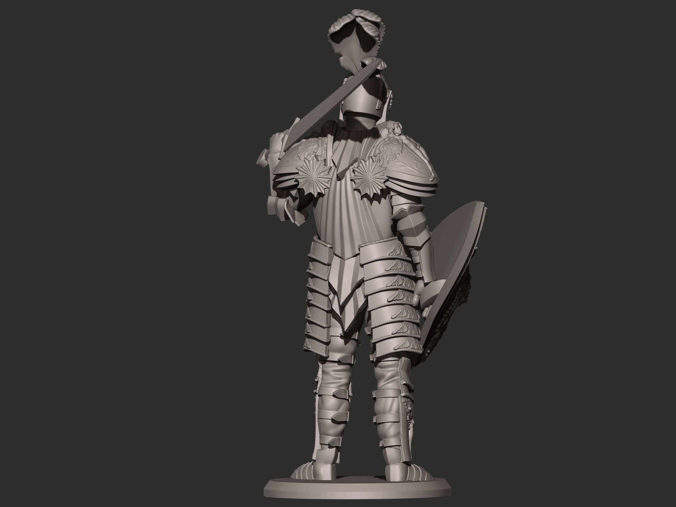Knight in armor holding sword 3D print model_7