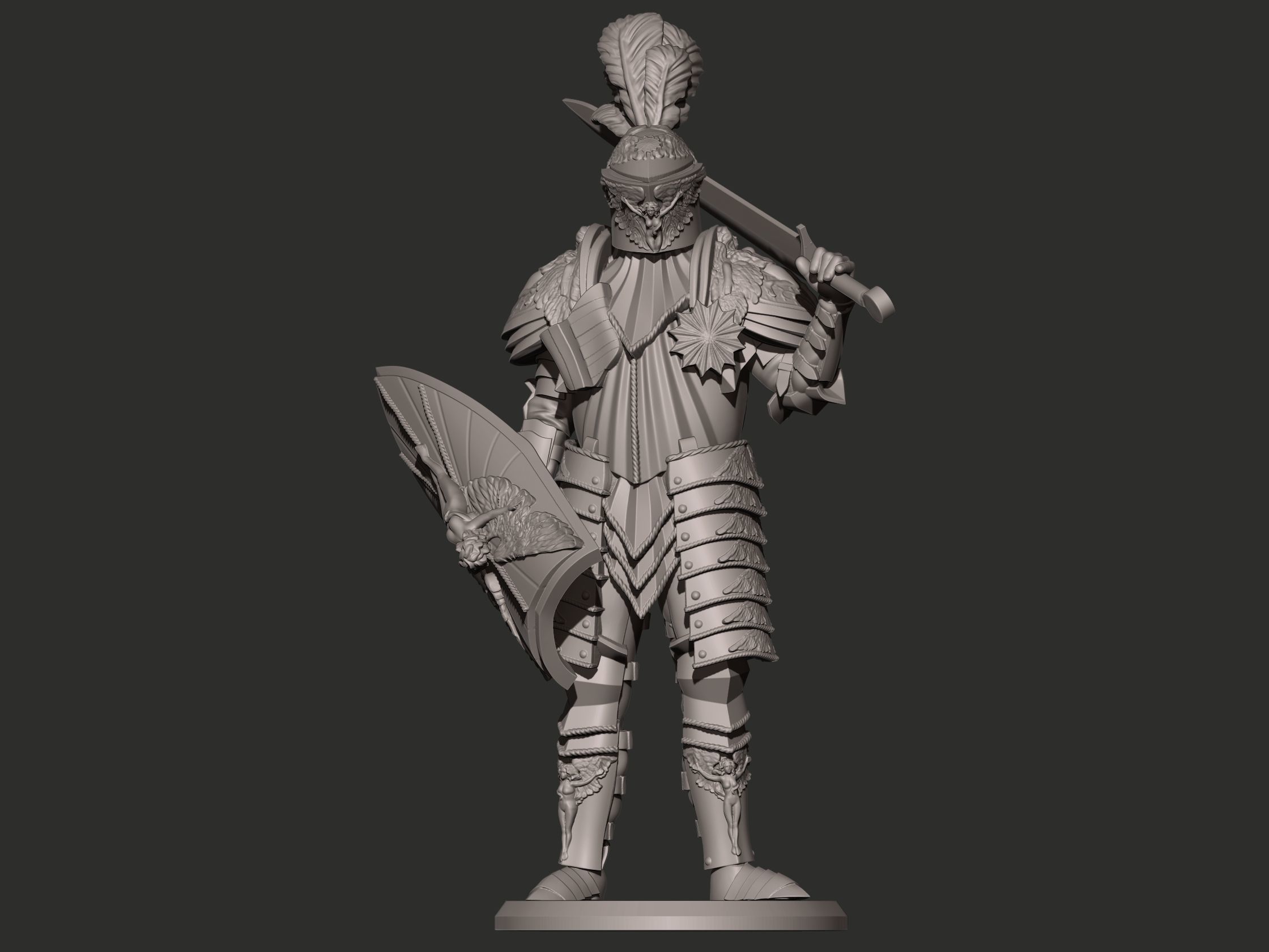 Knight in armor holding sword 3D print model_9
