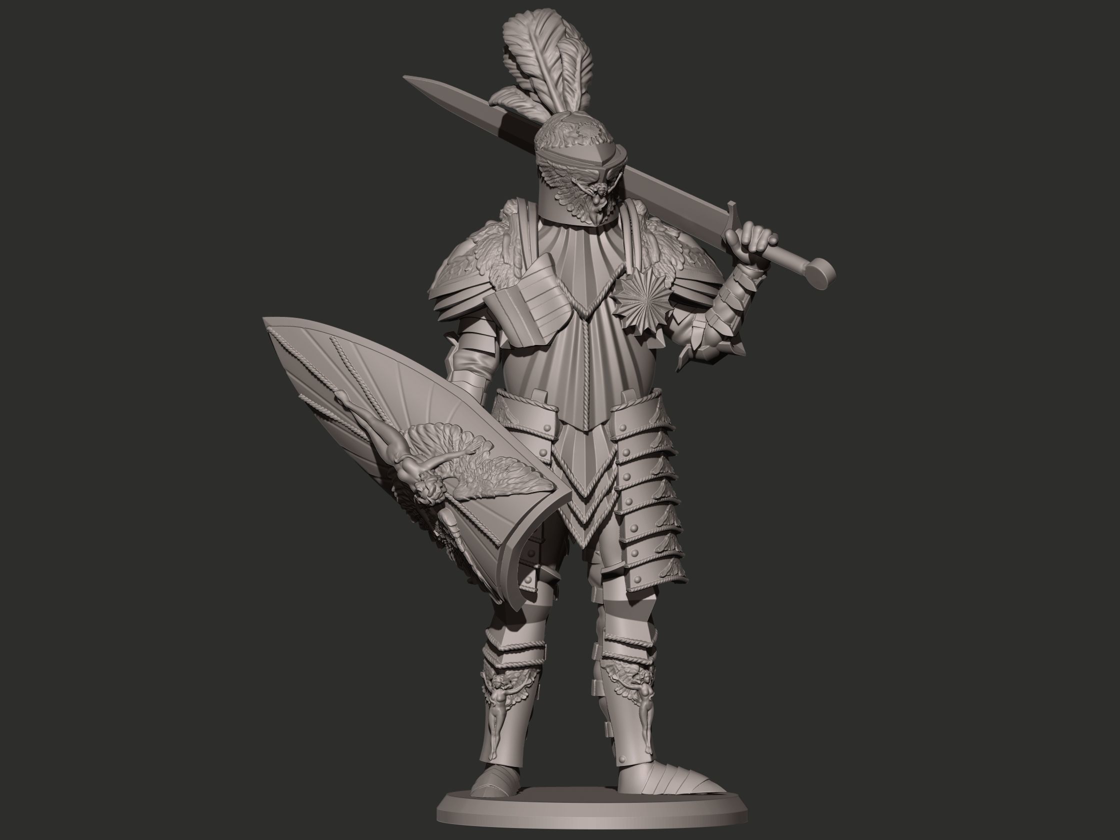Knight in armor holding sword 3D print model_3