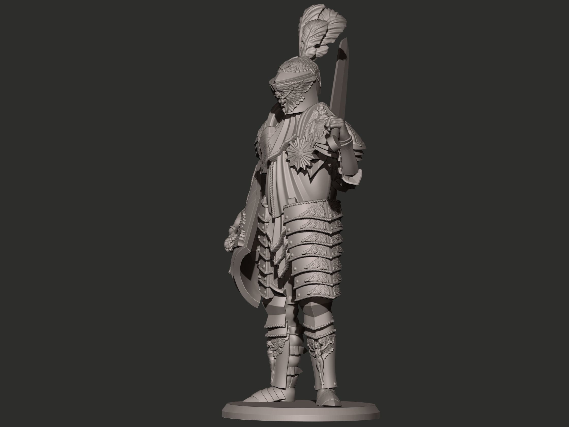 Knight in armor holding sword 3D print model_2