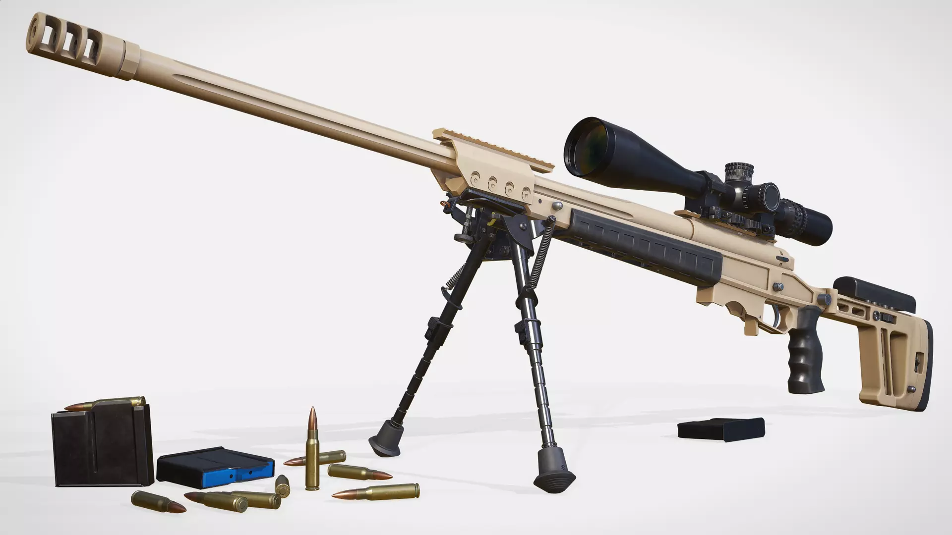 Sniper rifle ORSIS T-5000 Low-poly 3D model