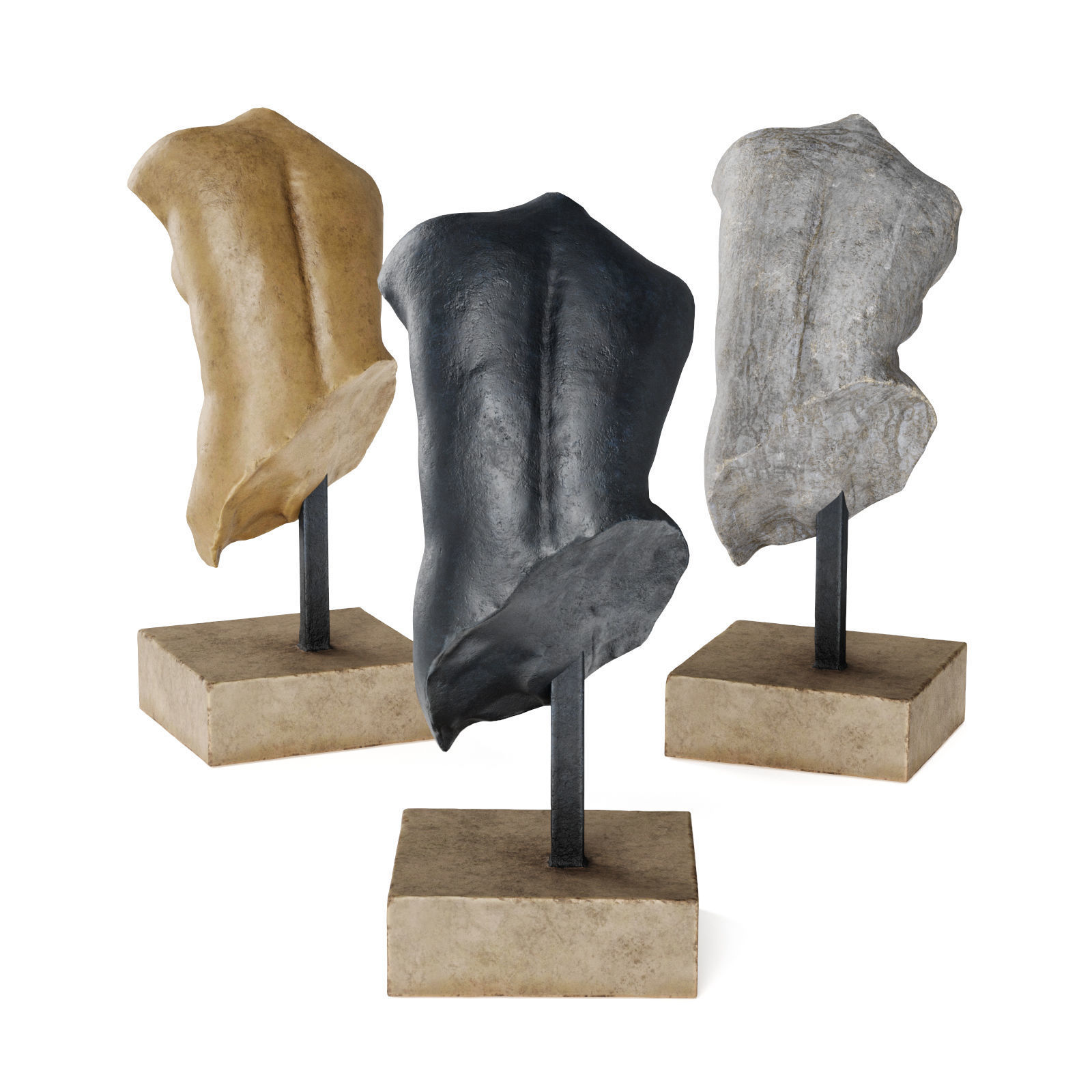 Crouching Venus torso sculpture Low-poly 3D model_2