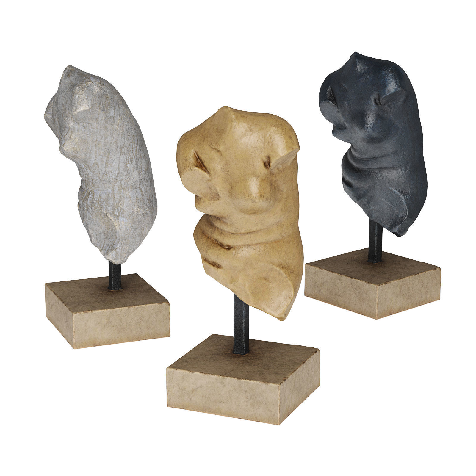 Crouching Venus torso sculpture Low-poly 3D model_3