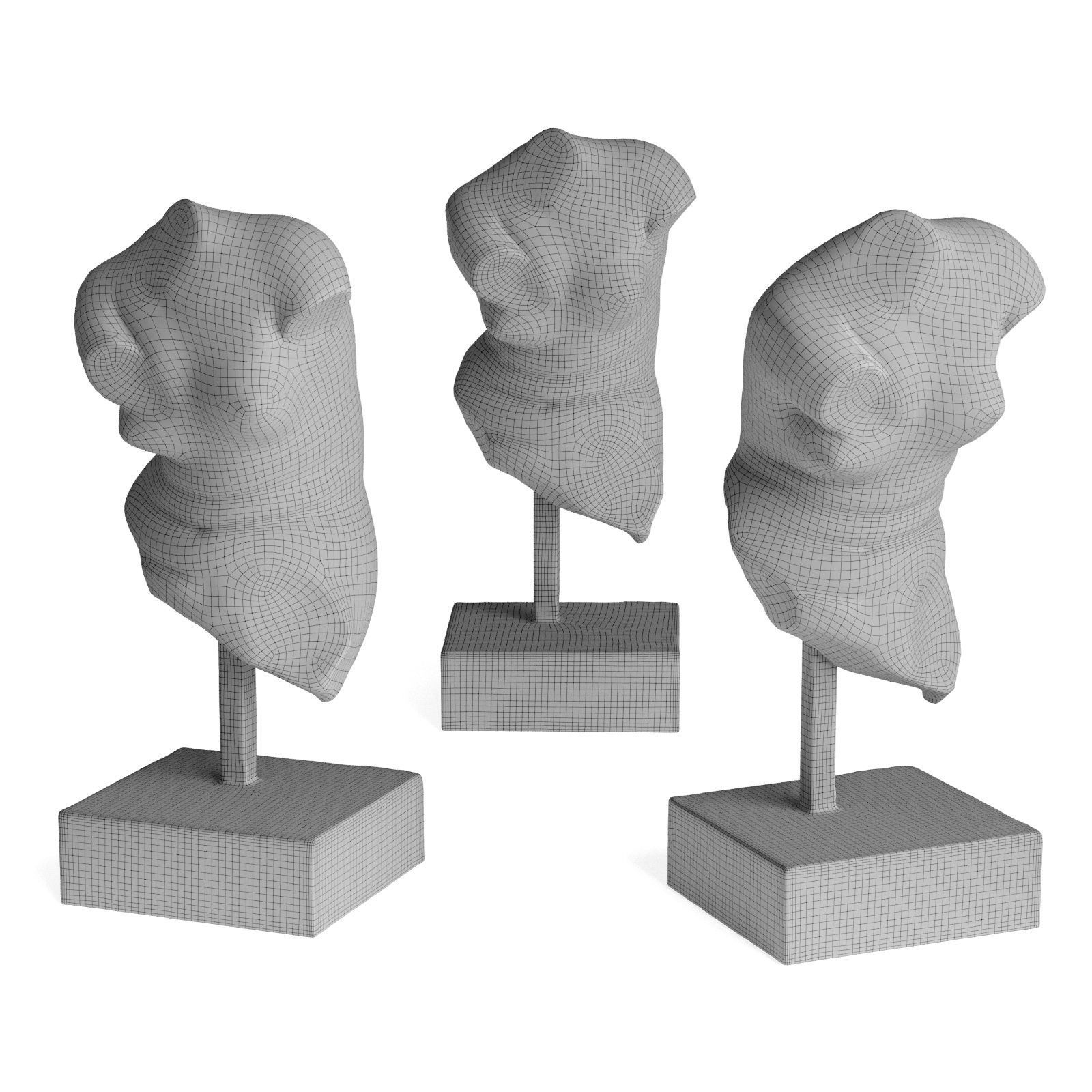 Crouching Venus torso sculpture Low-poly 3D model_4