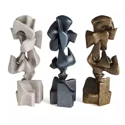 Hooks modern sculpture Low-poly 3D model