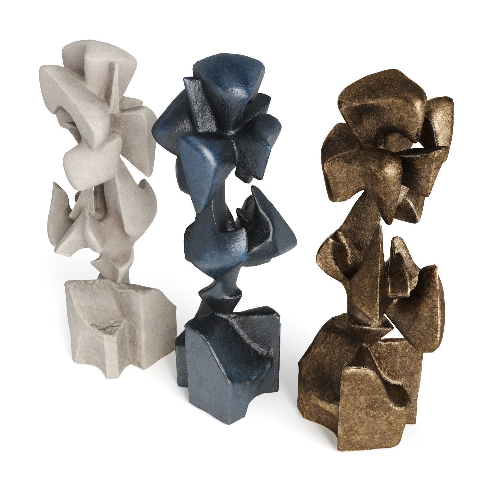 Hooks modern sculpture Low-poly 3D model_4