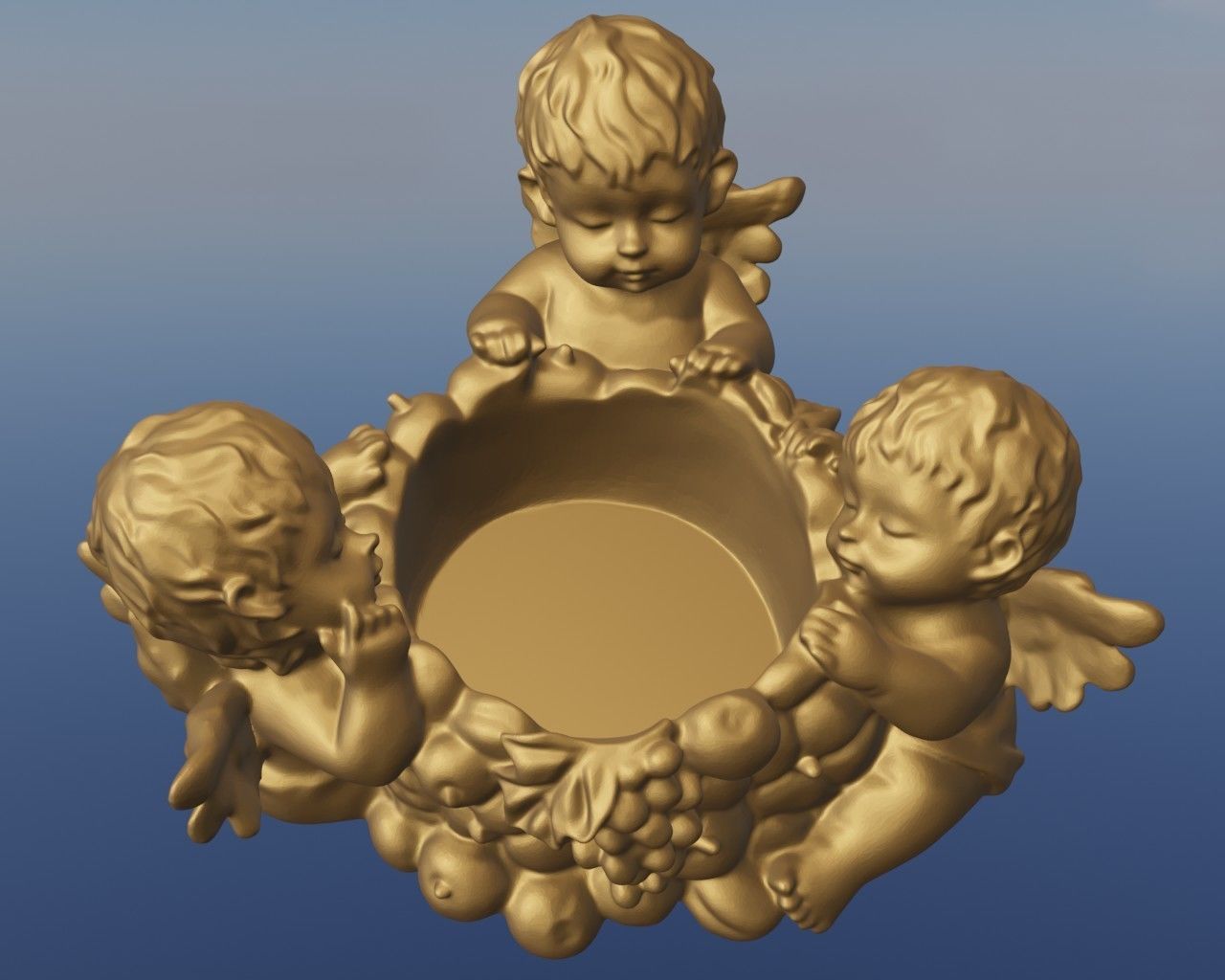 Bougeoir 3 anges 3D print model_5