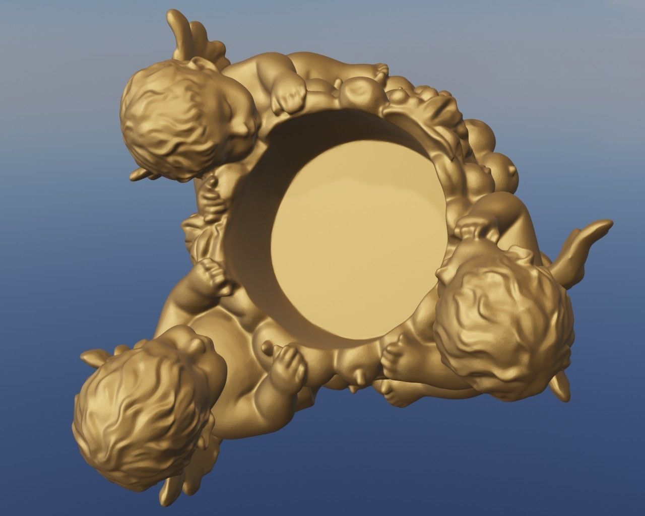 Bougeoir 3 anges 3D print model_3