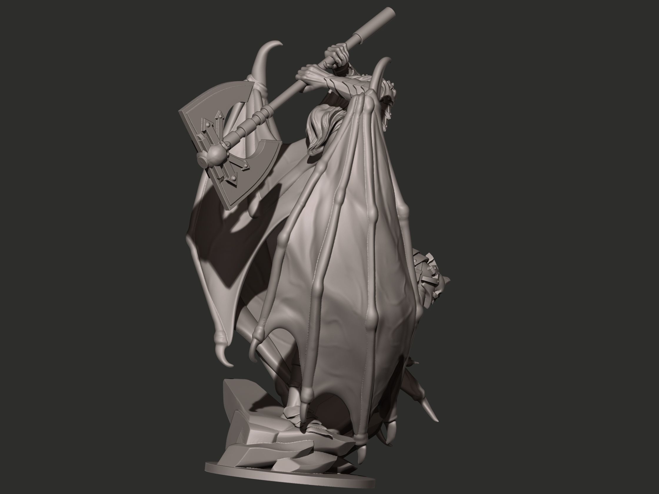 Demon statue of holding axe 3D print model_6