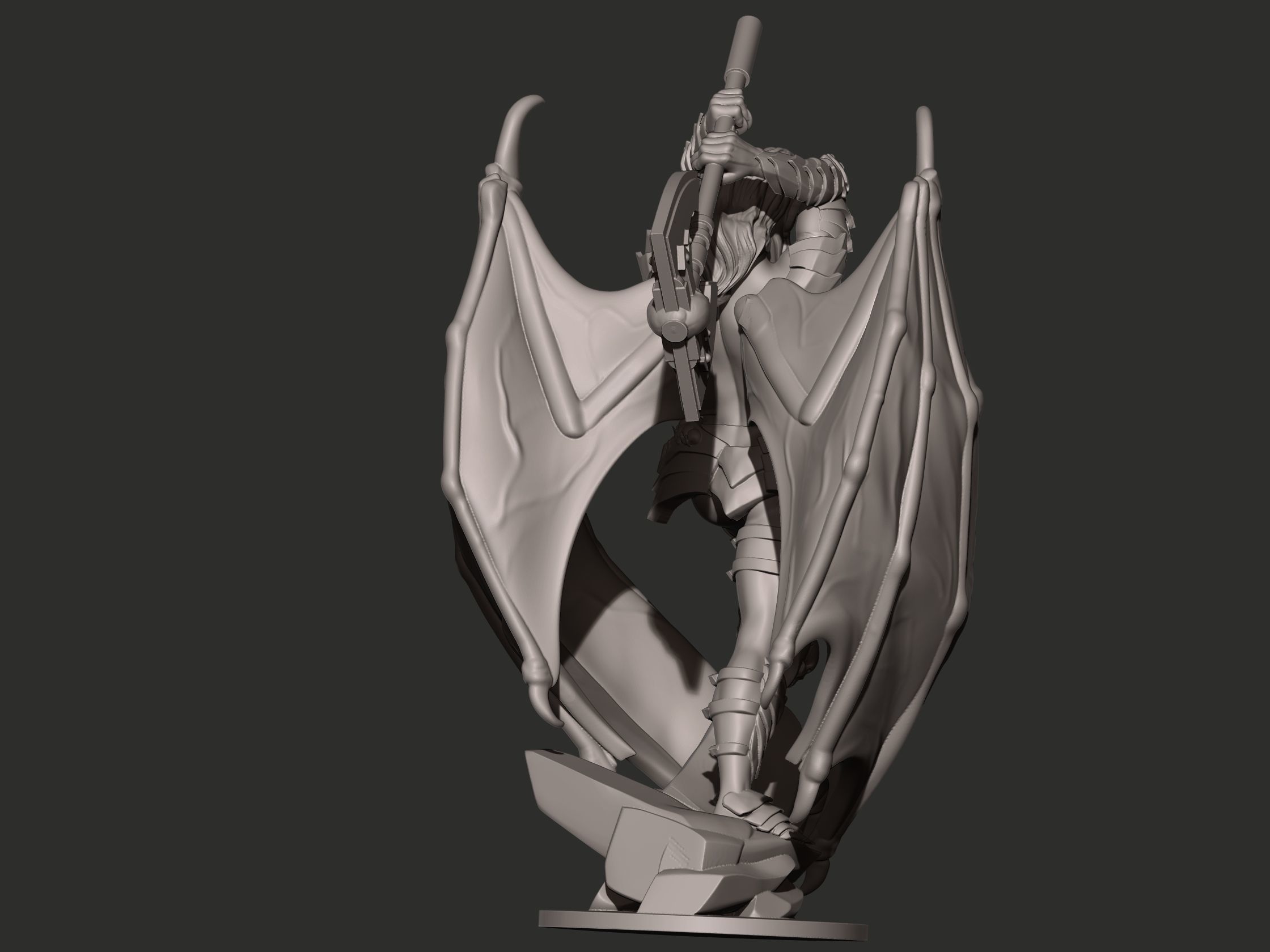 Demon statue of holding axe 3D print model_2