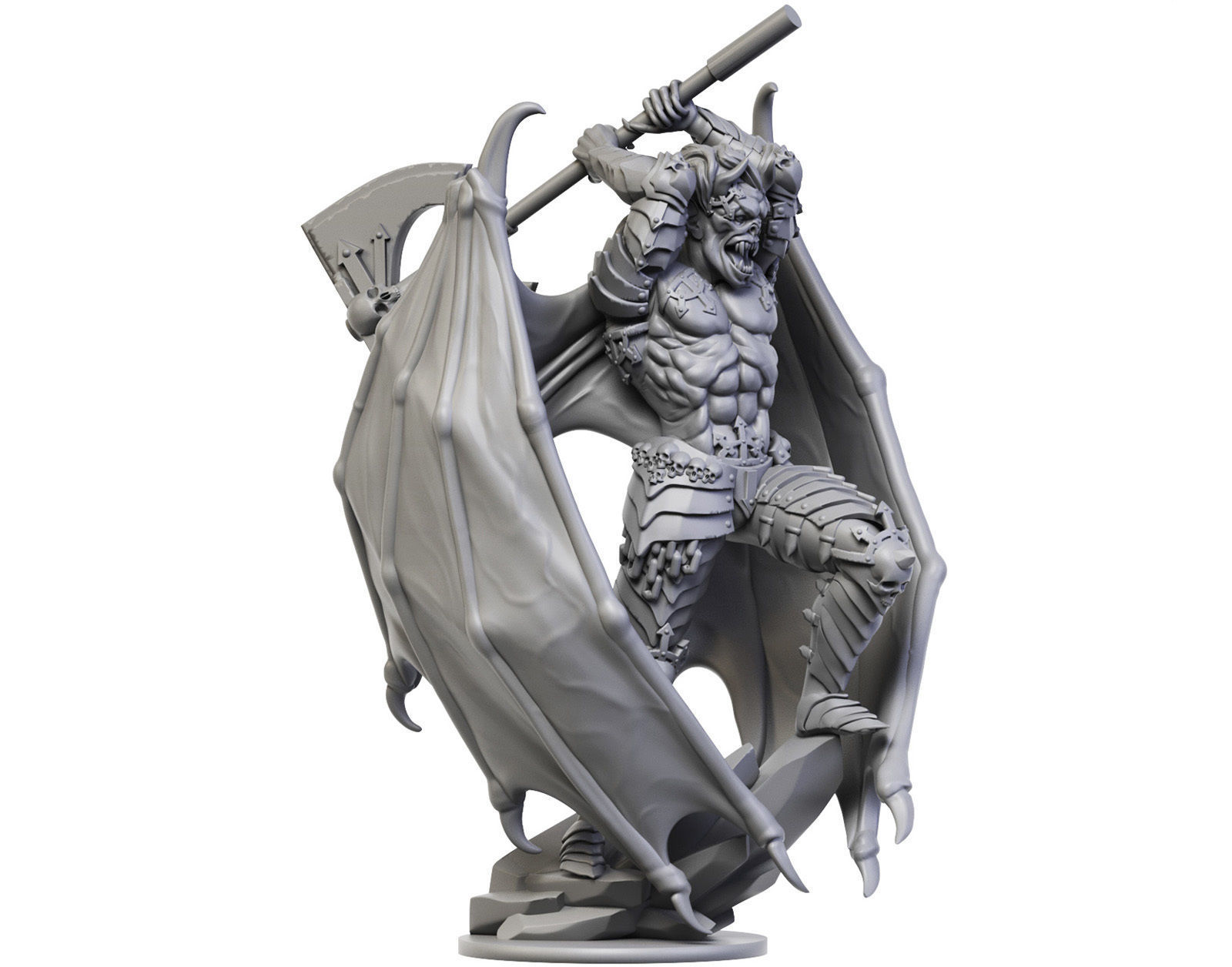 Demon statue of holding axe 3D print model_1