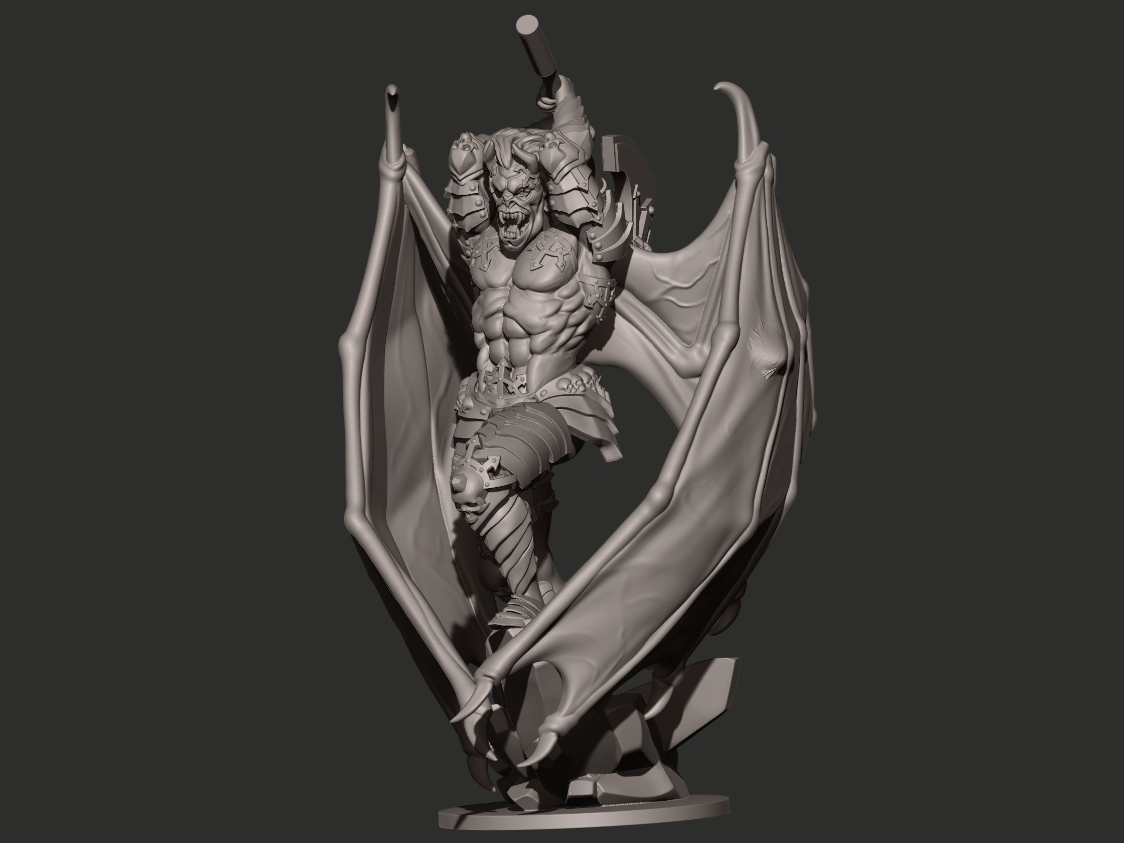 Demon statue of holding axe 3D print model_9