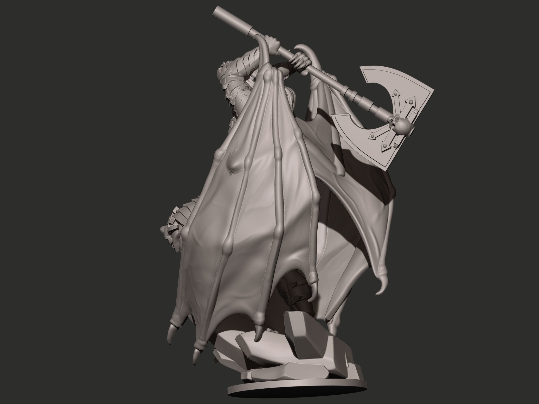 Demon statue of holding axe 3D print model_7