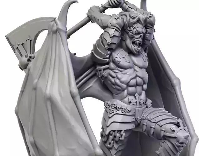 Demon statue of holding axe