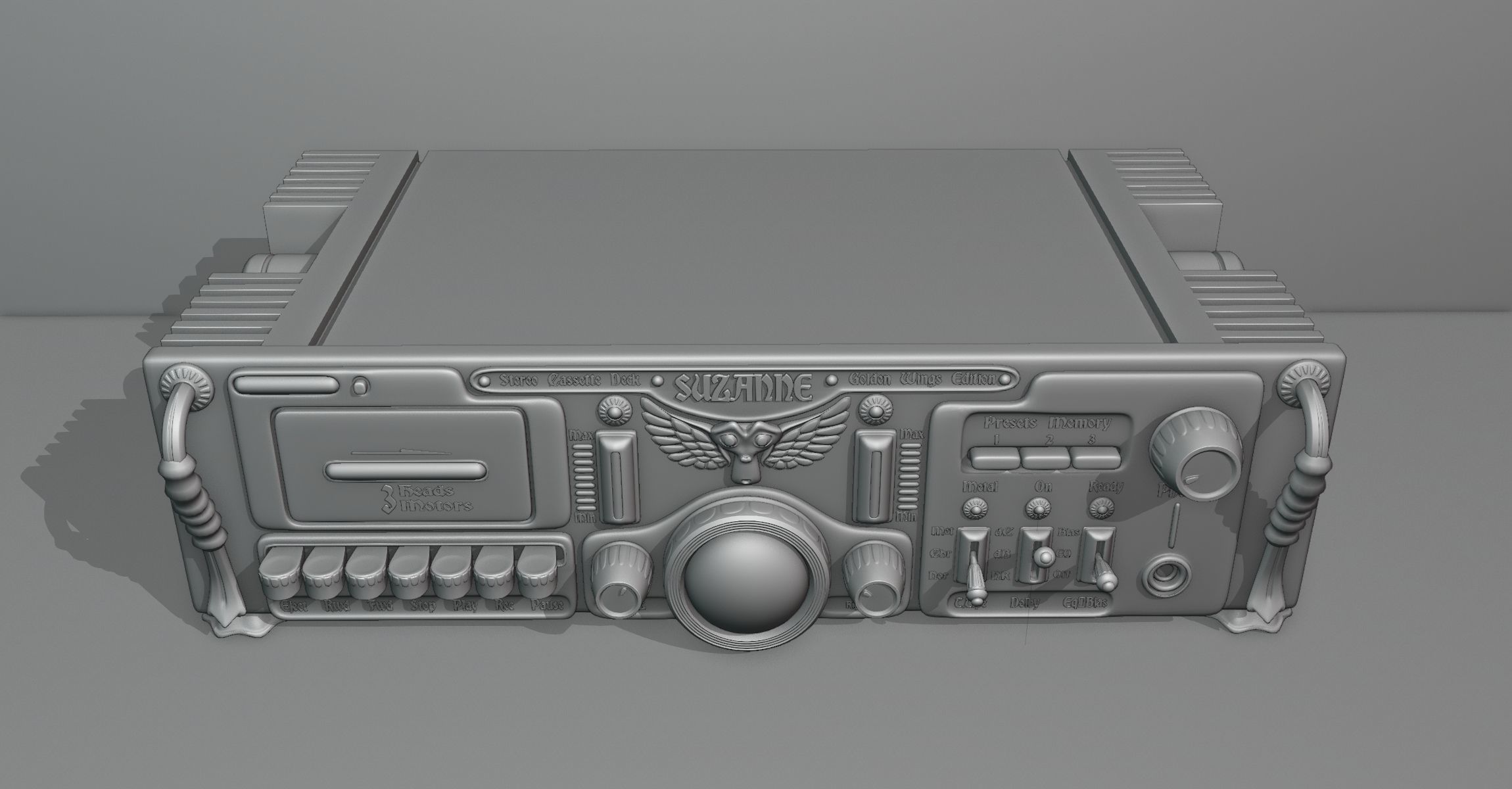 Steampunk style tape  deck 3D model_3