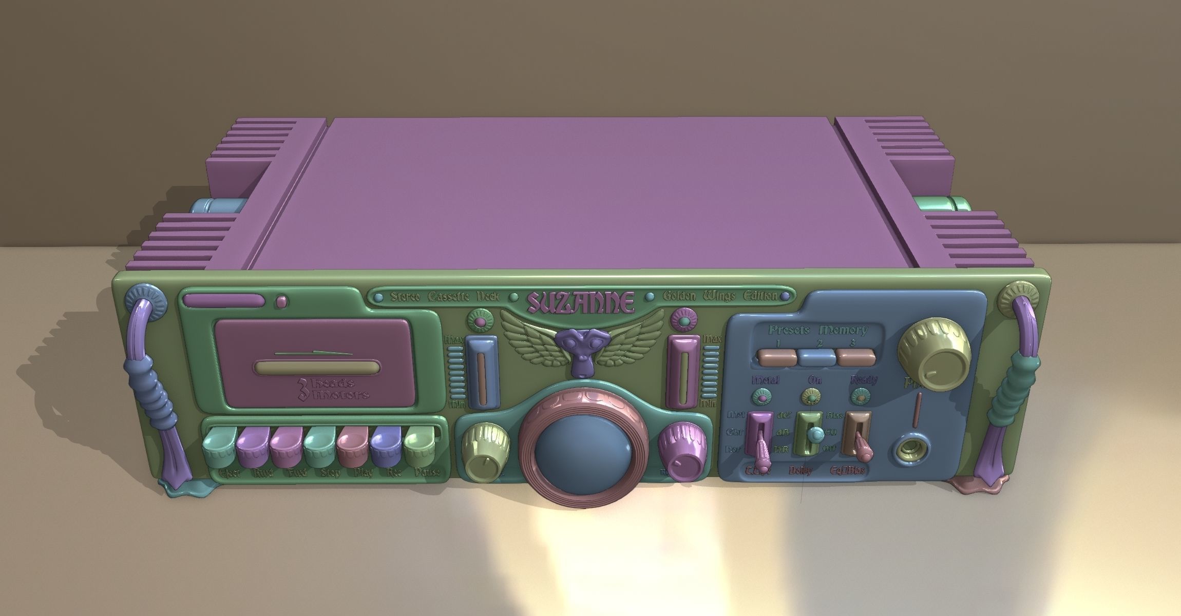 Steampunk style tape  deck 3D model_4