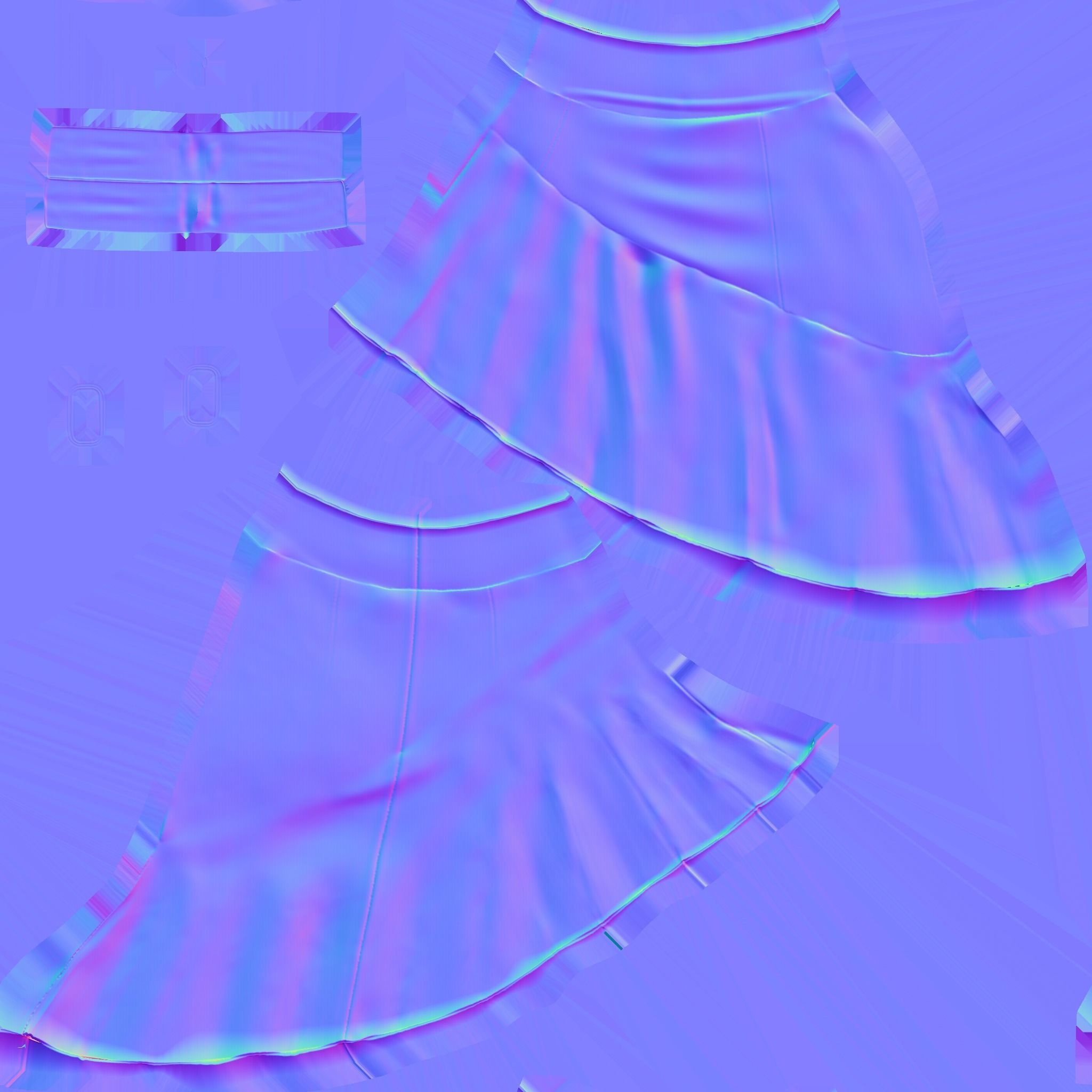 Asymmetric Brown Ruffled Bottom Mini Skirt Low-poly 3D model_10