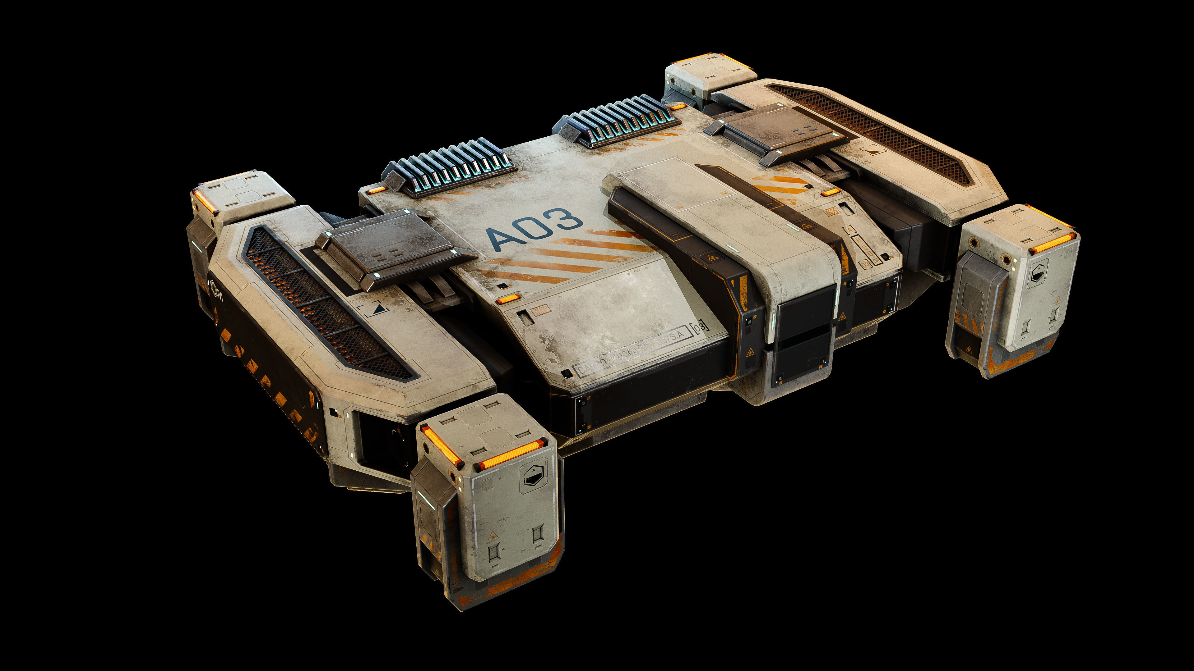 Cargo Drone Game ready Low-poly 3D model_1