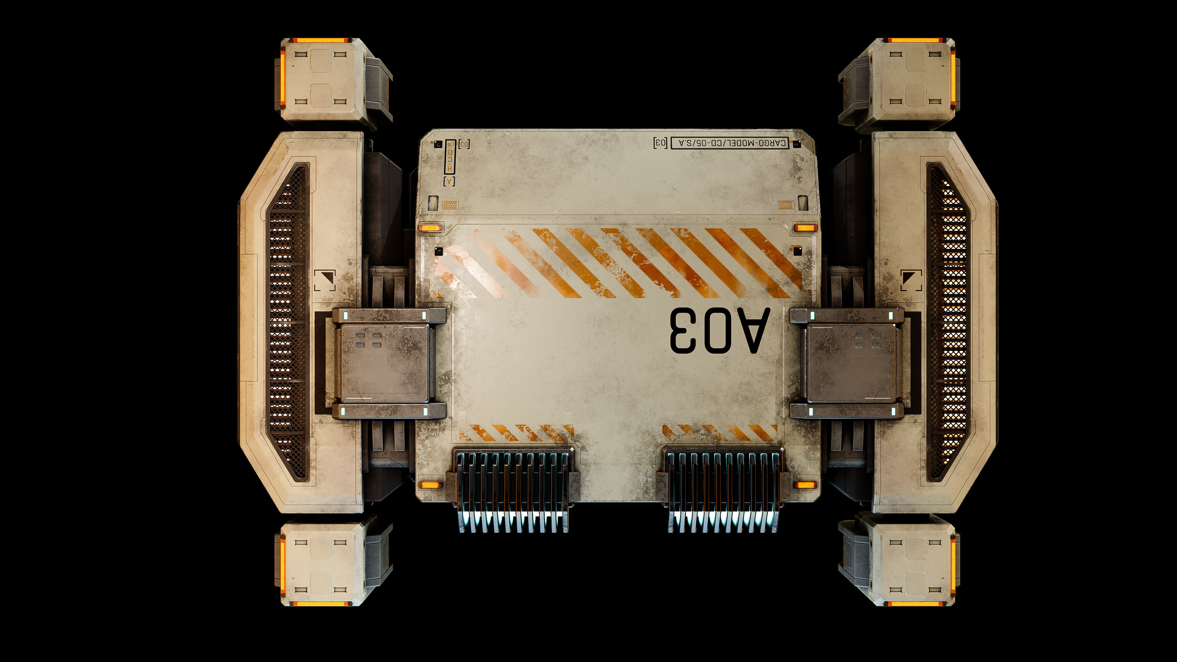 Cargo Drone Game ready Low-poly 3D model_6