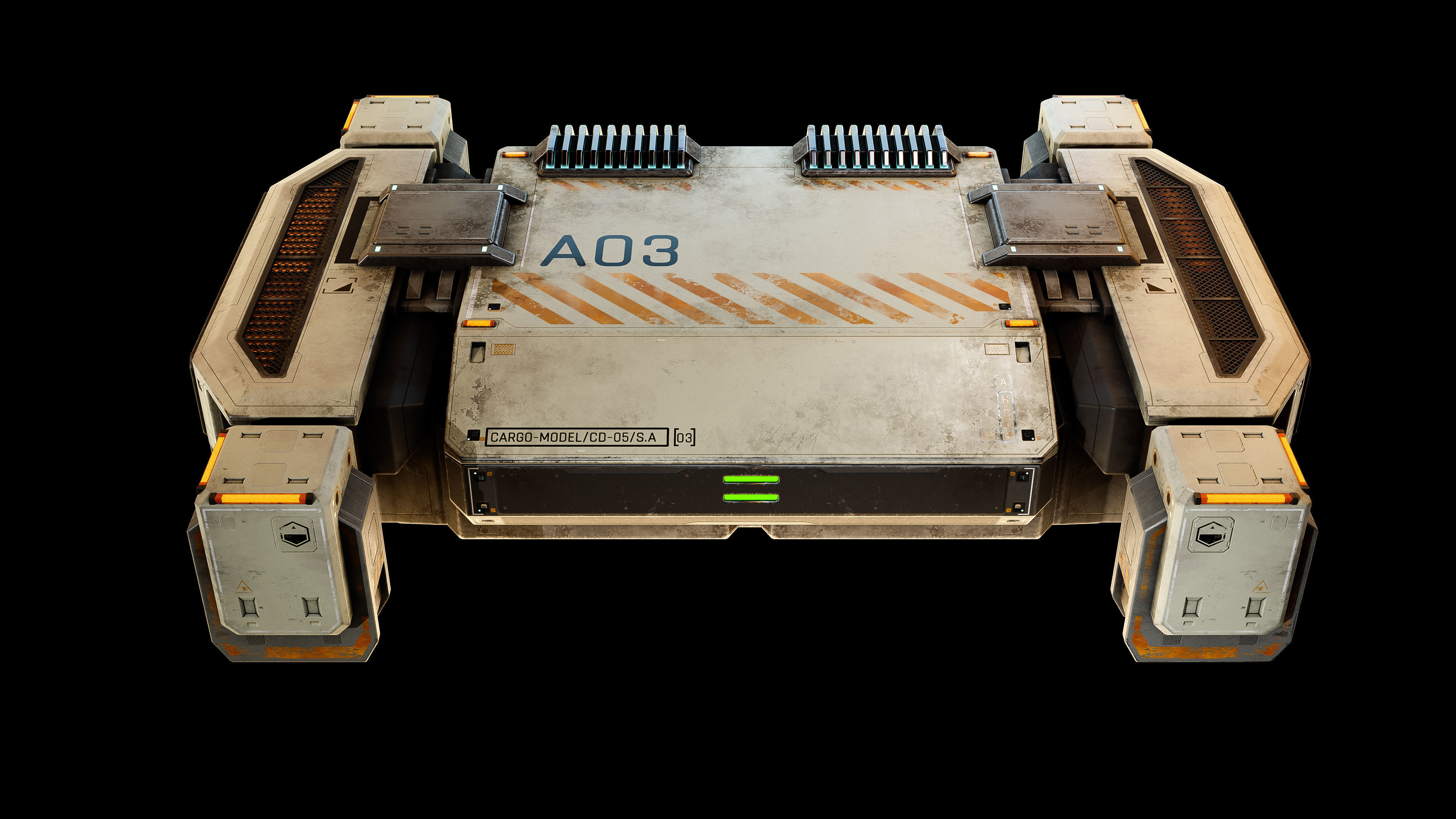 Cargo Drone Game ready Low-poly 3D model_7