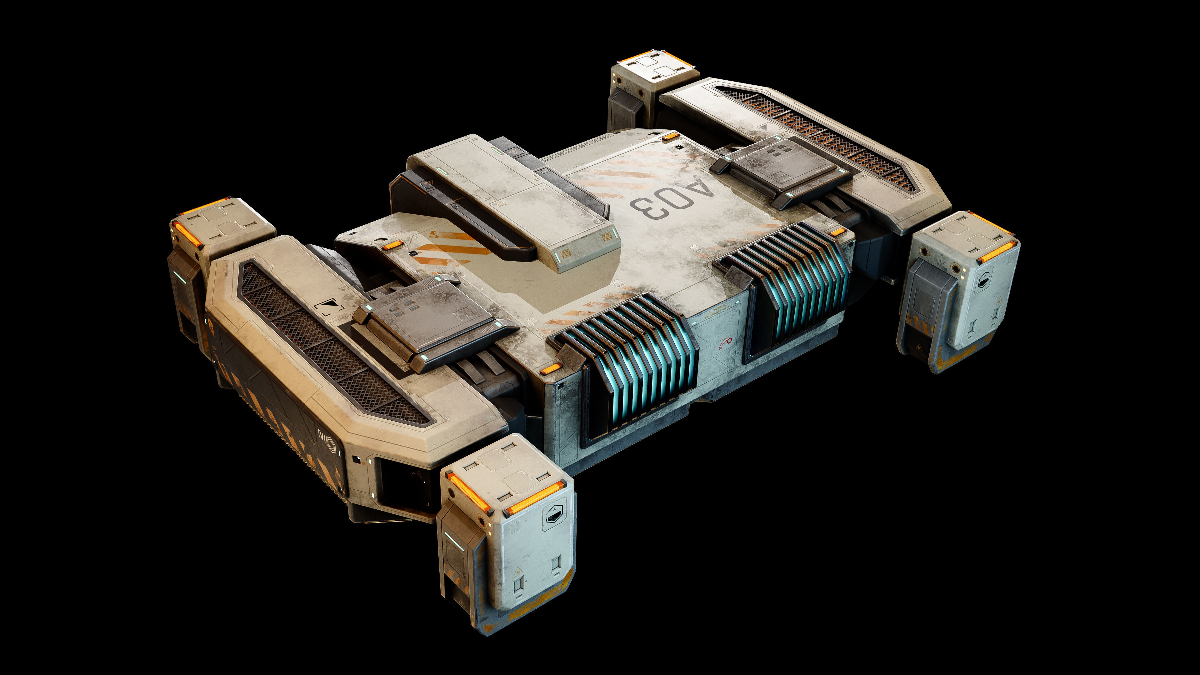 Cargo Drone Game ready Low-poly 3D model_4