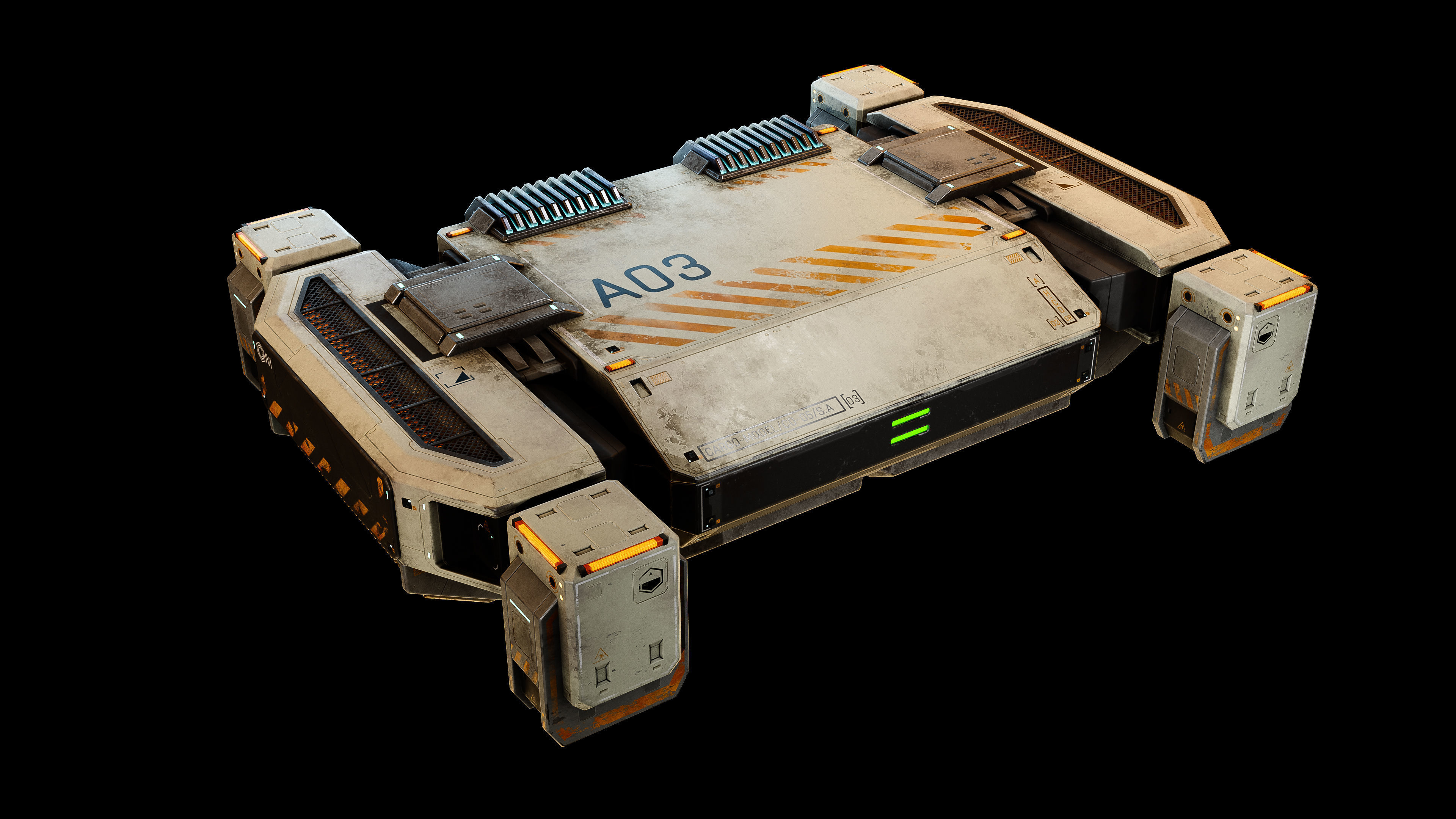 Cargo Drone Game ready Low-poly 3D model_2