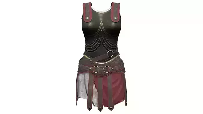 Roman Spartan Female Commander Soldier Vest Belt Skirt Low-poly 3D model