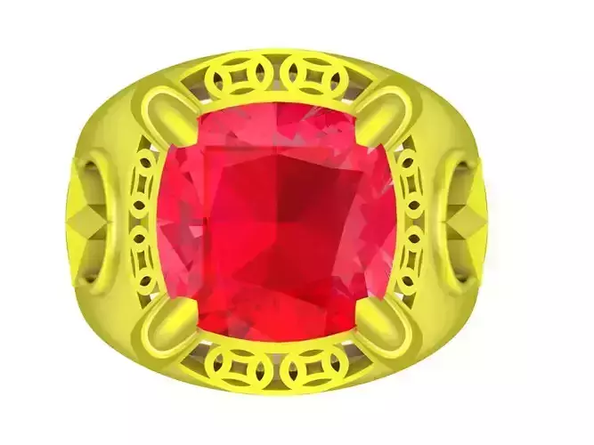 luxury vietnamese money art men ring 4281