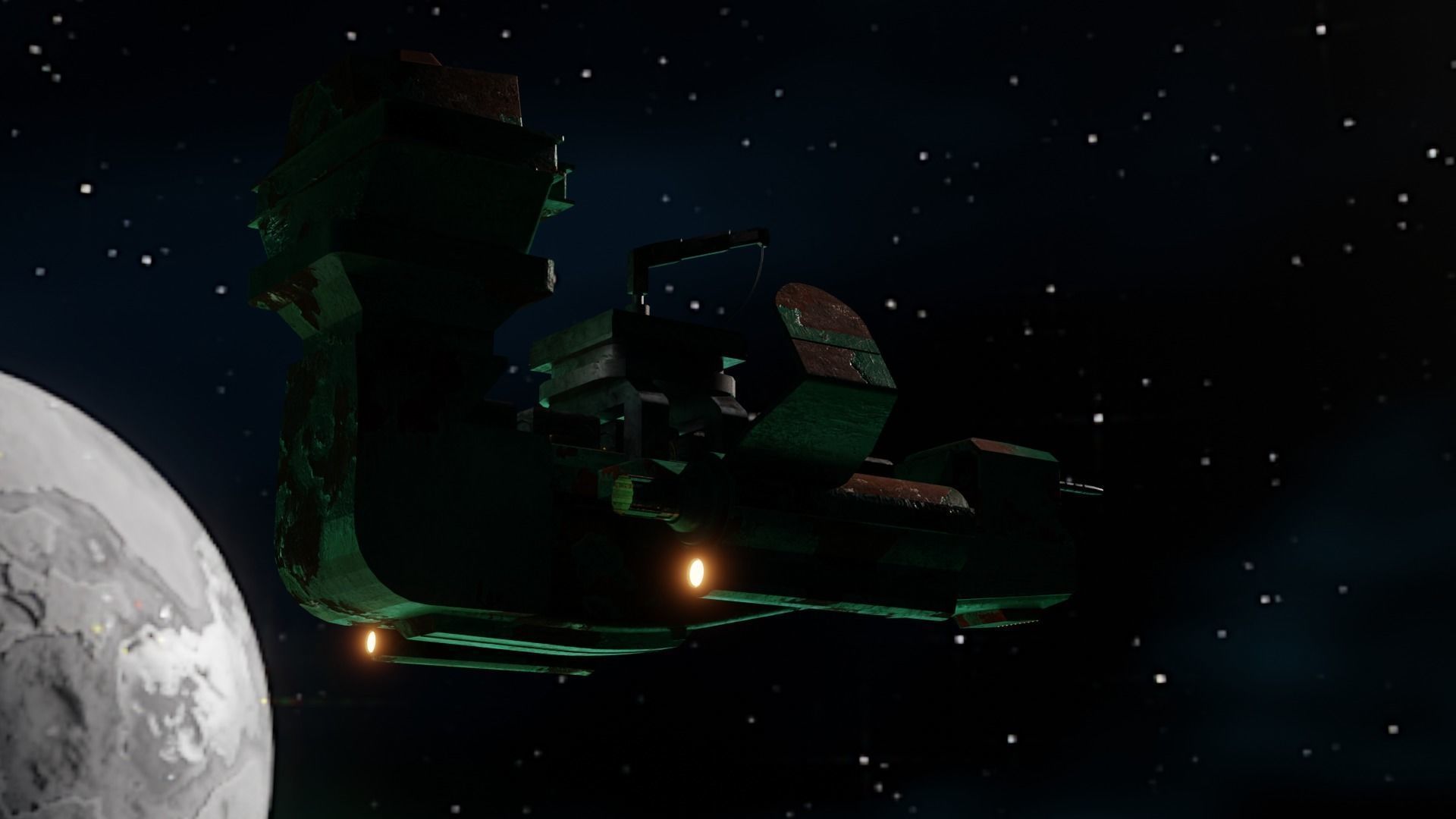 Space cargo ship Optional textures included 3D model_1