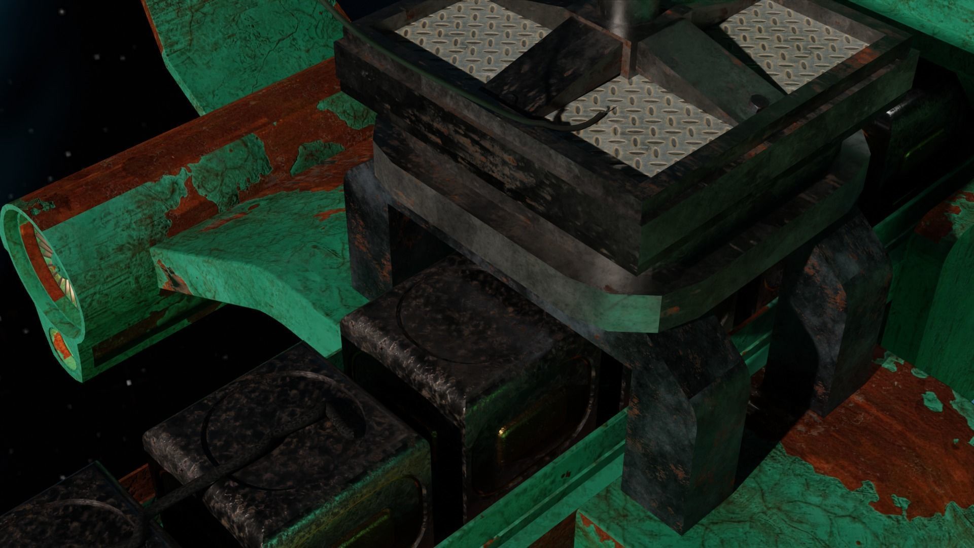 Space cargo ship Optional textures included 3D model_9