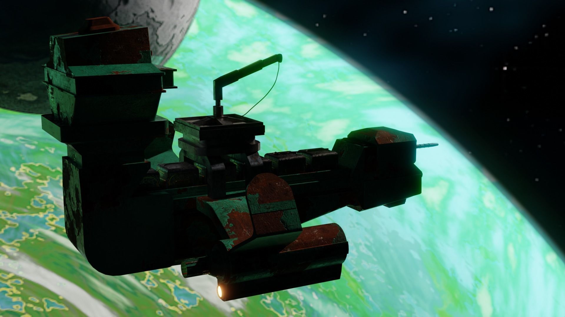 Space cargo ship Optional textures included 3D model_4