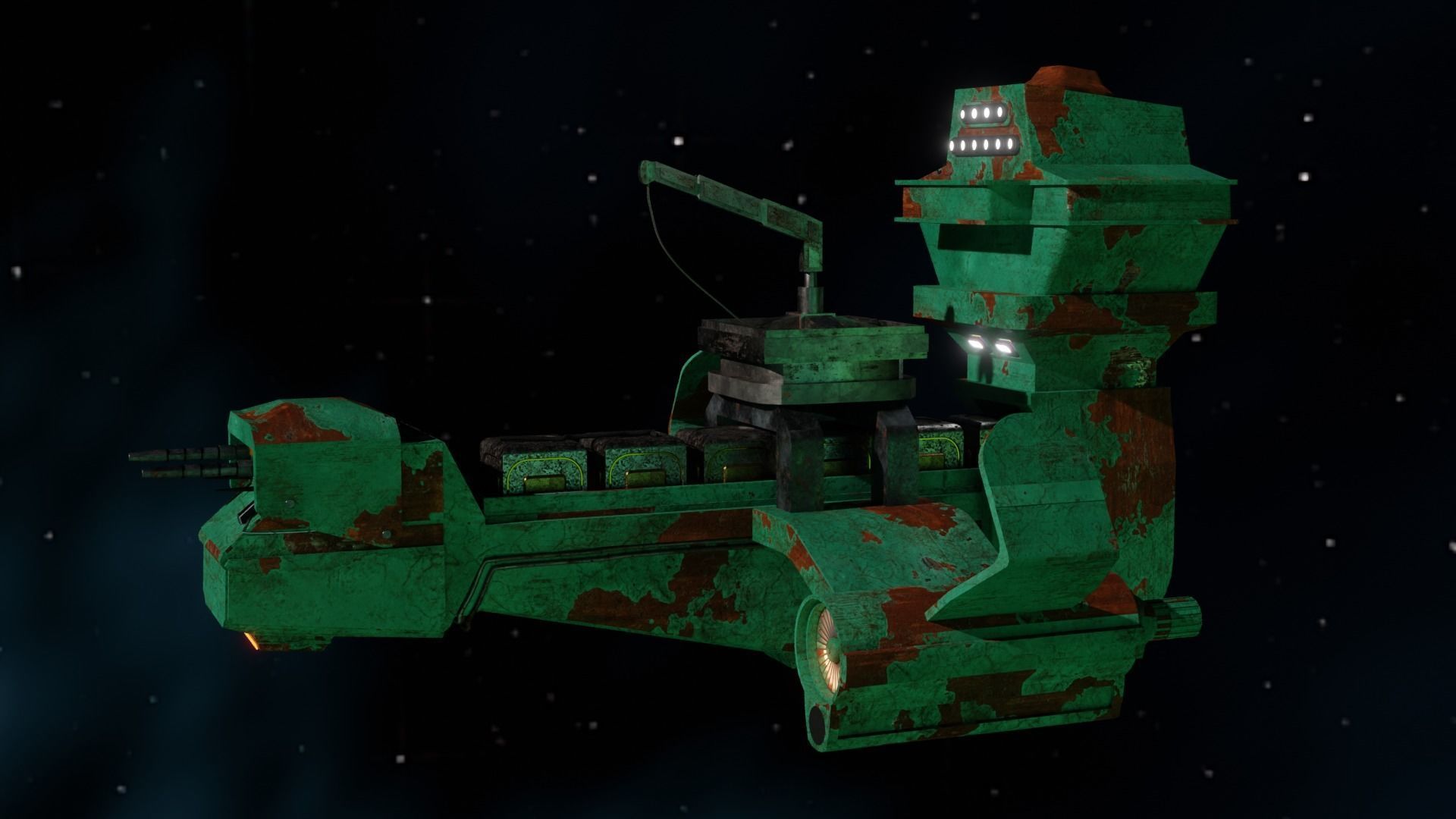 Space cargo ship Optional textures included 3D model_2