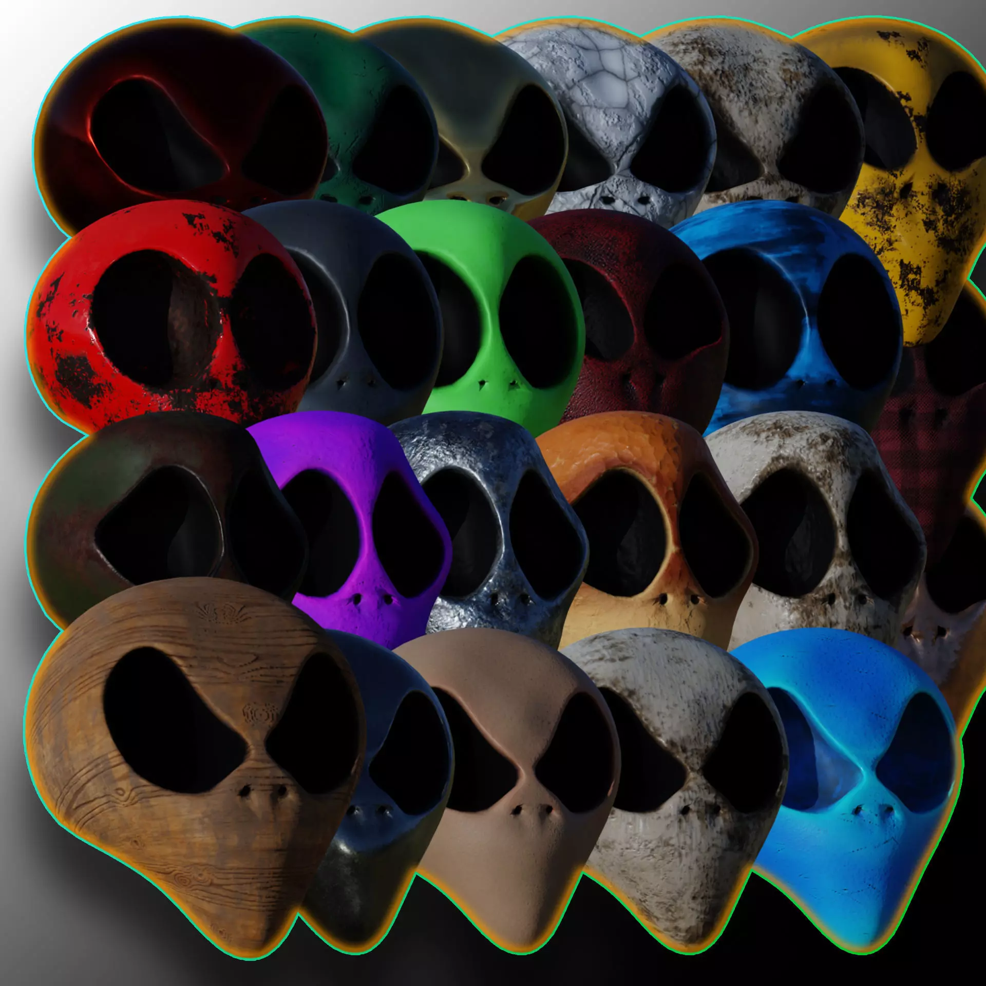 25 Textured Alien Skulls Low-poly 3D model_0