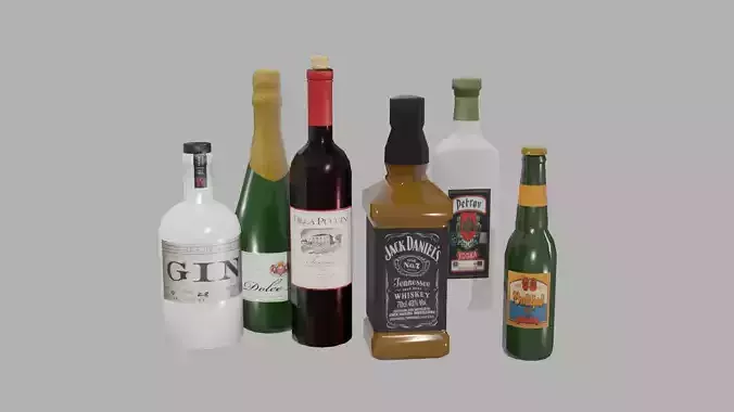 Beer Gin Shampane Vodka Wine Bar bottles with boxes