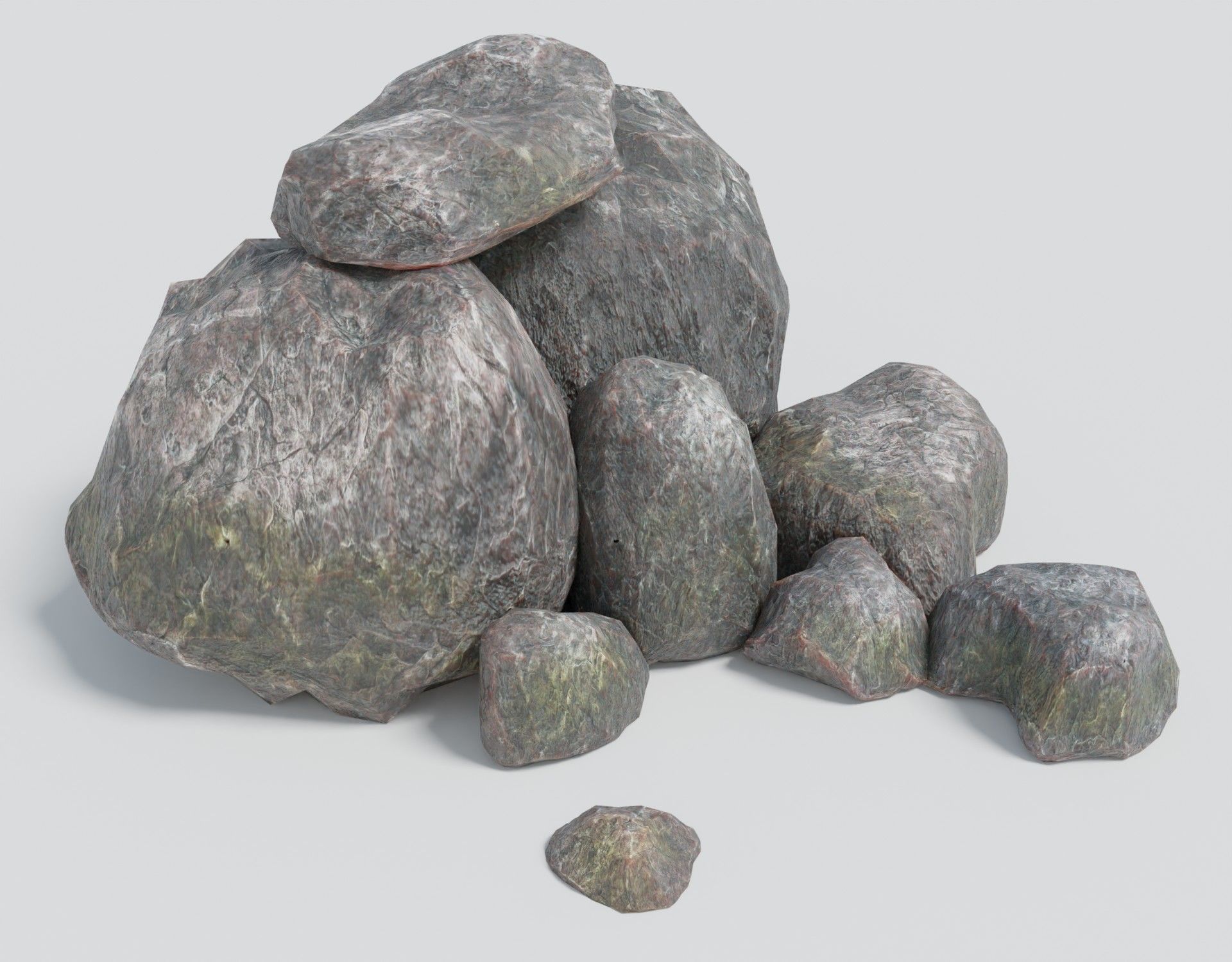 Mountain Rocks Stoney Boulder Outcrop Low Poly Game Ready Low-poly 3D model_1