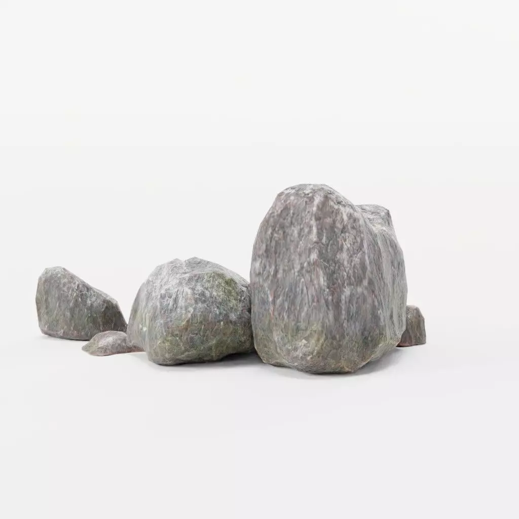 Rock Formation 4 Stoney Outcrop Game Ready Low-poly Boulder set Low-poly 3D model_0